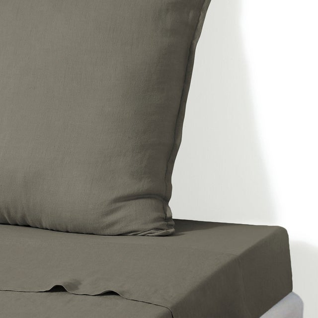 Drap plat 270x300 lin lavé vert kaki