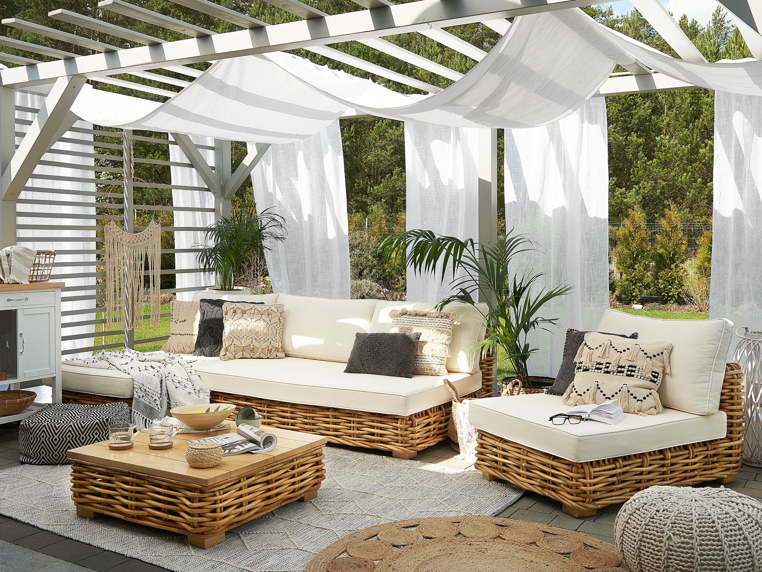Salon bas de jardin en Rotin Marron 4 personnes - 2