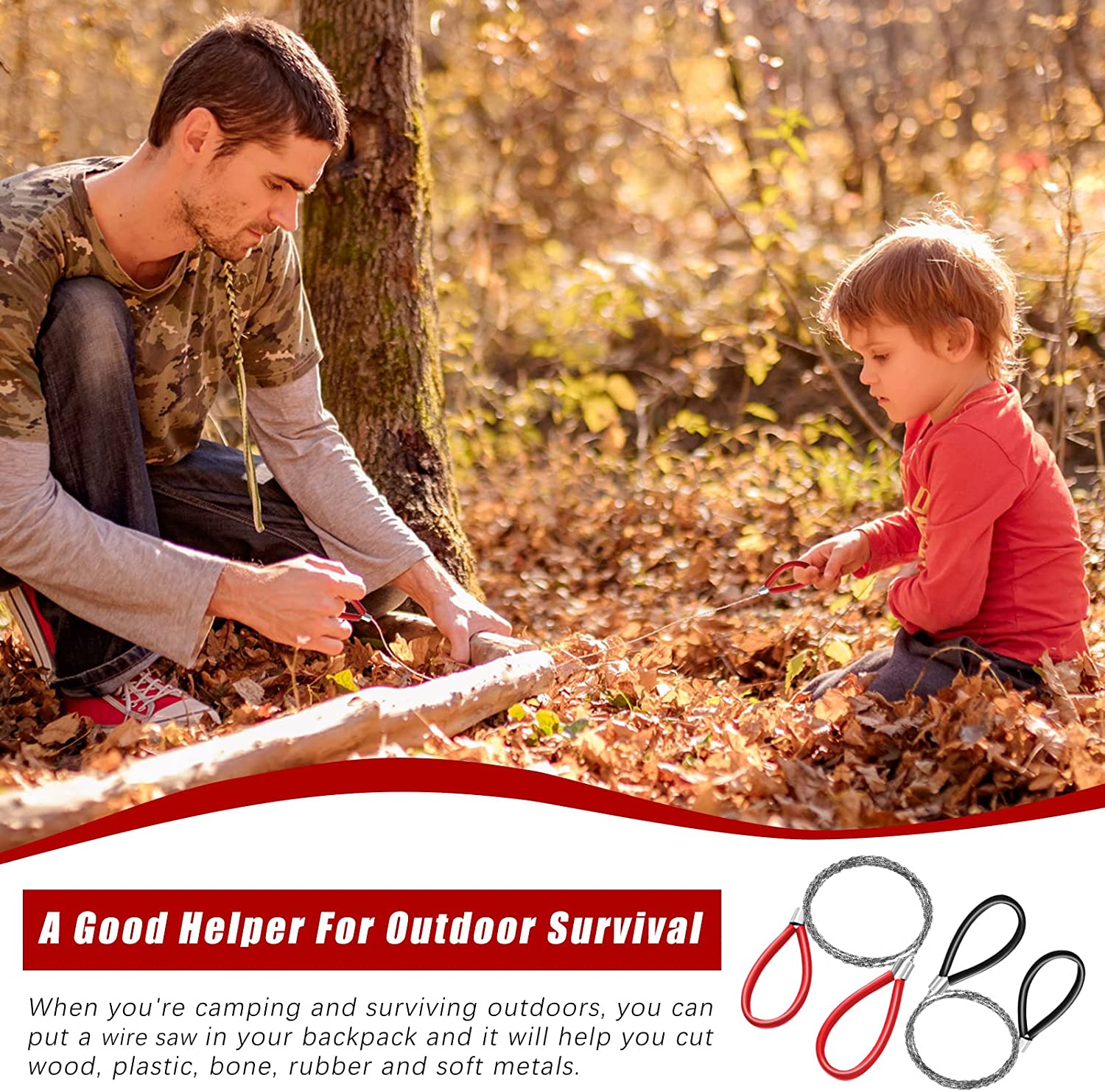 Scie à câble de tuyau en PVC scie à fil en acier inoxydable outil de coupe de fil de survie d'urgence de corde de poche à main - 4
