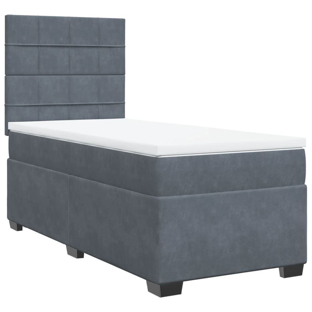 Lit Adulte Lit Simple Sommier Lattes De Lit Et Matelas Gris Fonc X Cm Velours