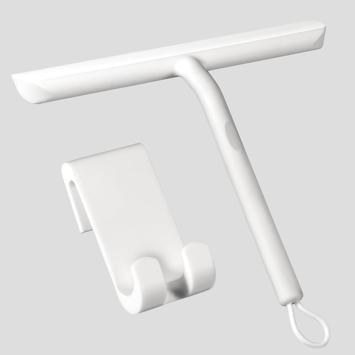 Racletă albă pentru duș, 21 cm, din silicon, pentru curățarea sticlei, ușilor de duș, ferestrelor și oglinzilor