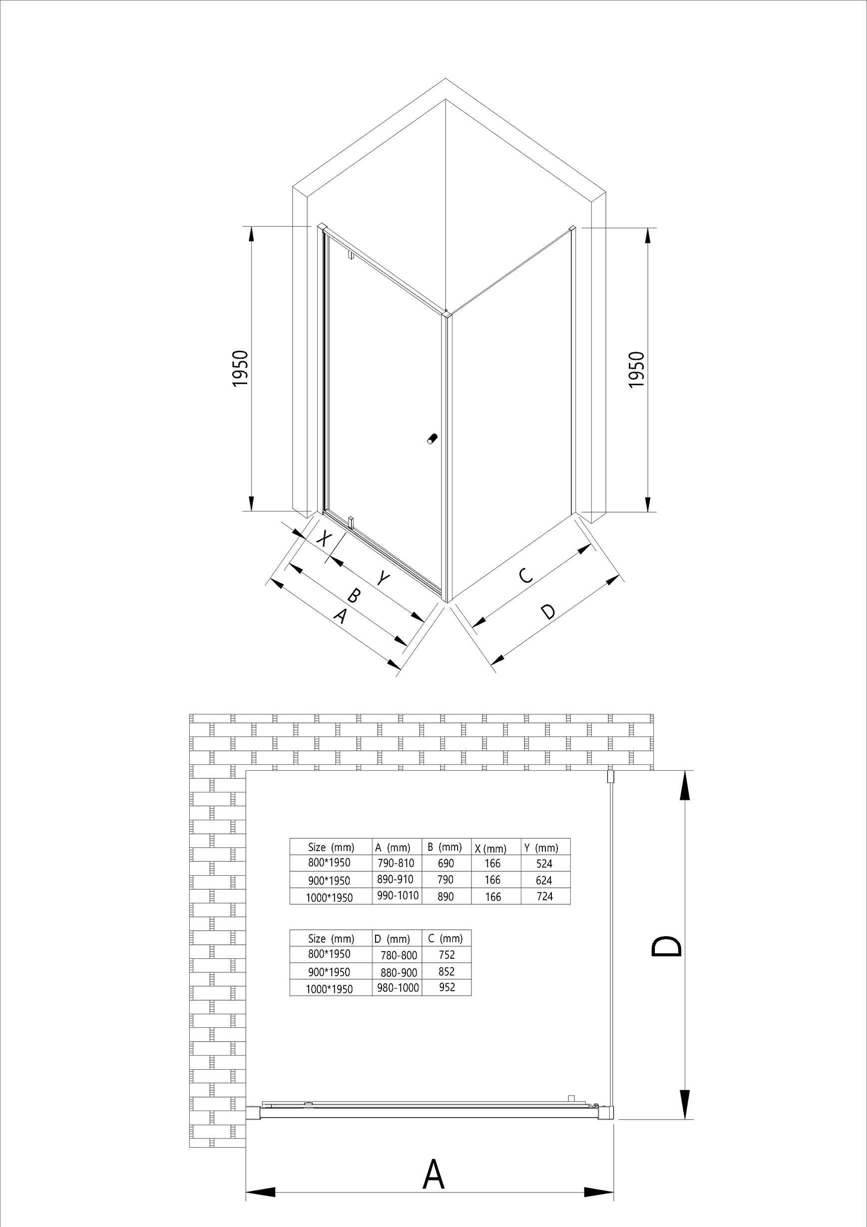 BERNSTEIN - Paroi de douche 90x90cm, profil chrome, verre ESG 6mm, Cabine de douche portes pliantes - NT604 FLEX - 5