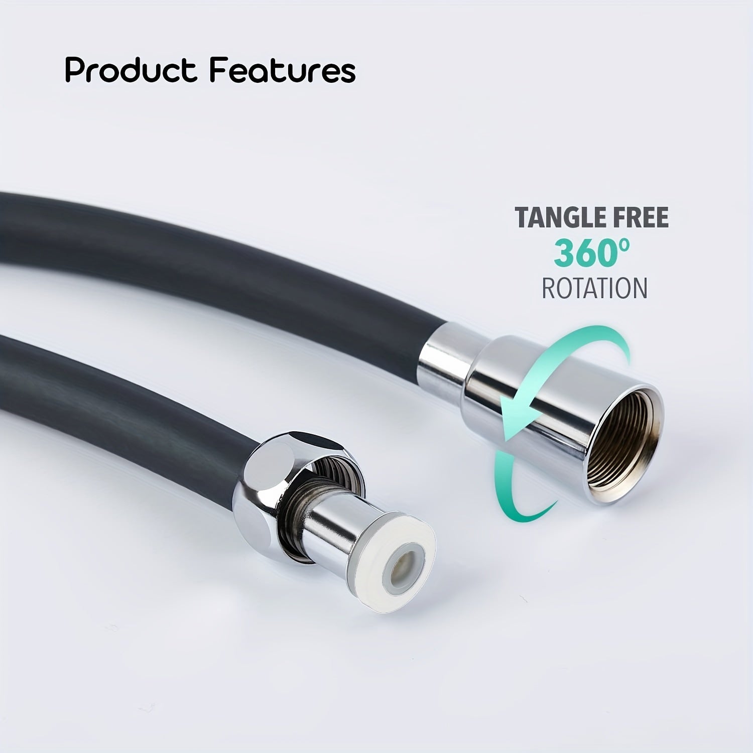 Flexible de ducha de mano de 200 cm, manguera de silicona, compatible con rociadores de ducha y cabezales de pulverización (gris, interfaz de 20 mm) - 3