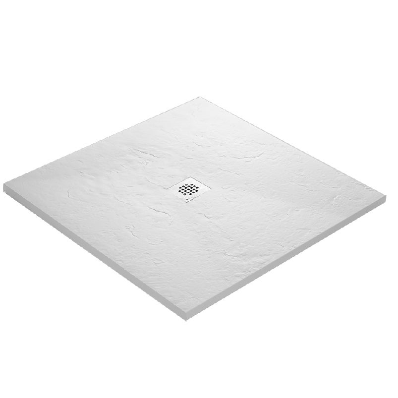 Plato de ducha de resina imitación pizarra 70 x 70 cm - blanco