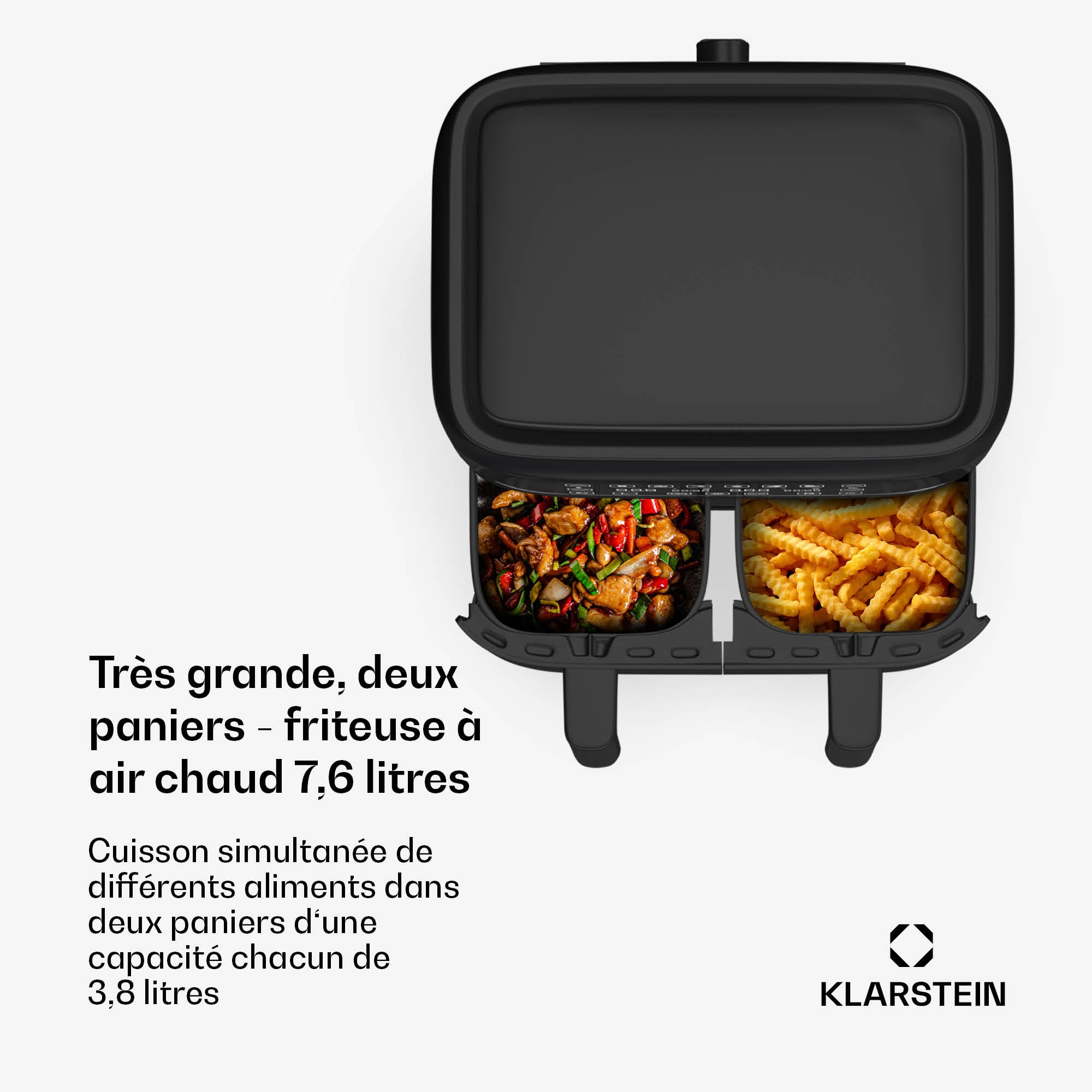 Friteuse à Air Chaud Samurai, 2 Compartiments De Cuisson, 7 Programmes 2400w Friteuse A Air Friteuse Friteuse A Air 85142339