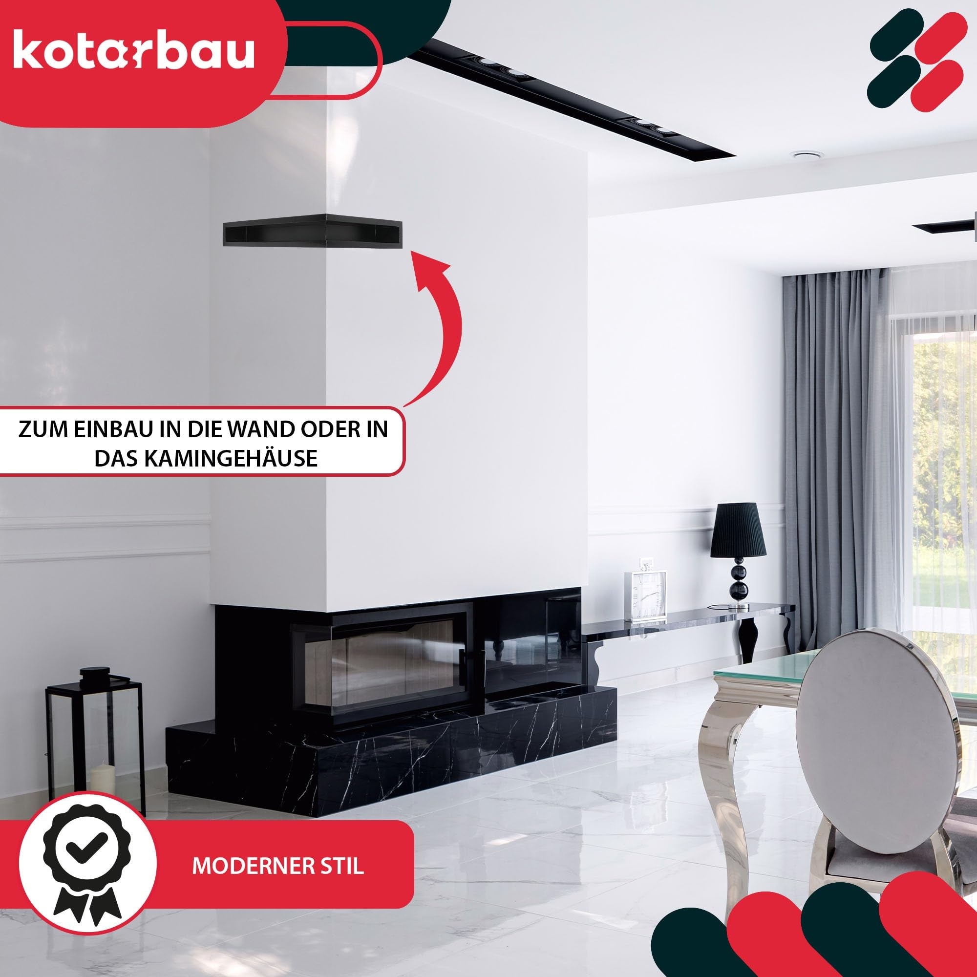Grille de Ventilation pour Cheminée en Acier 60/40 cm Noir - Grille Aération - Ventilateur Air Chaud - KOTARBAU - 2