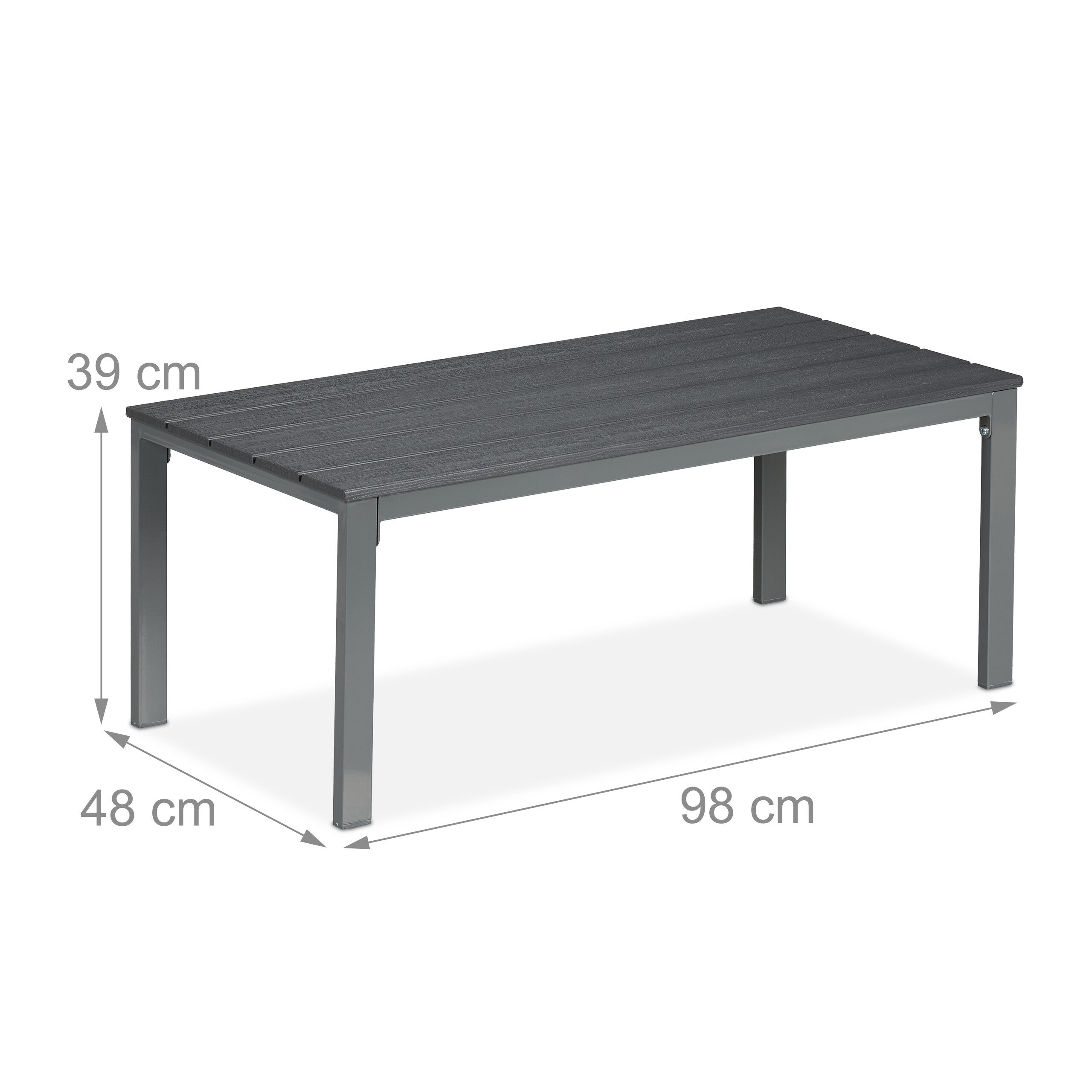 Table basse de jardin rectangulaire en Acier Gris - 4