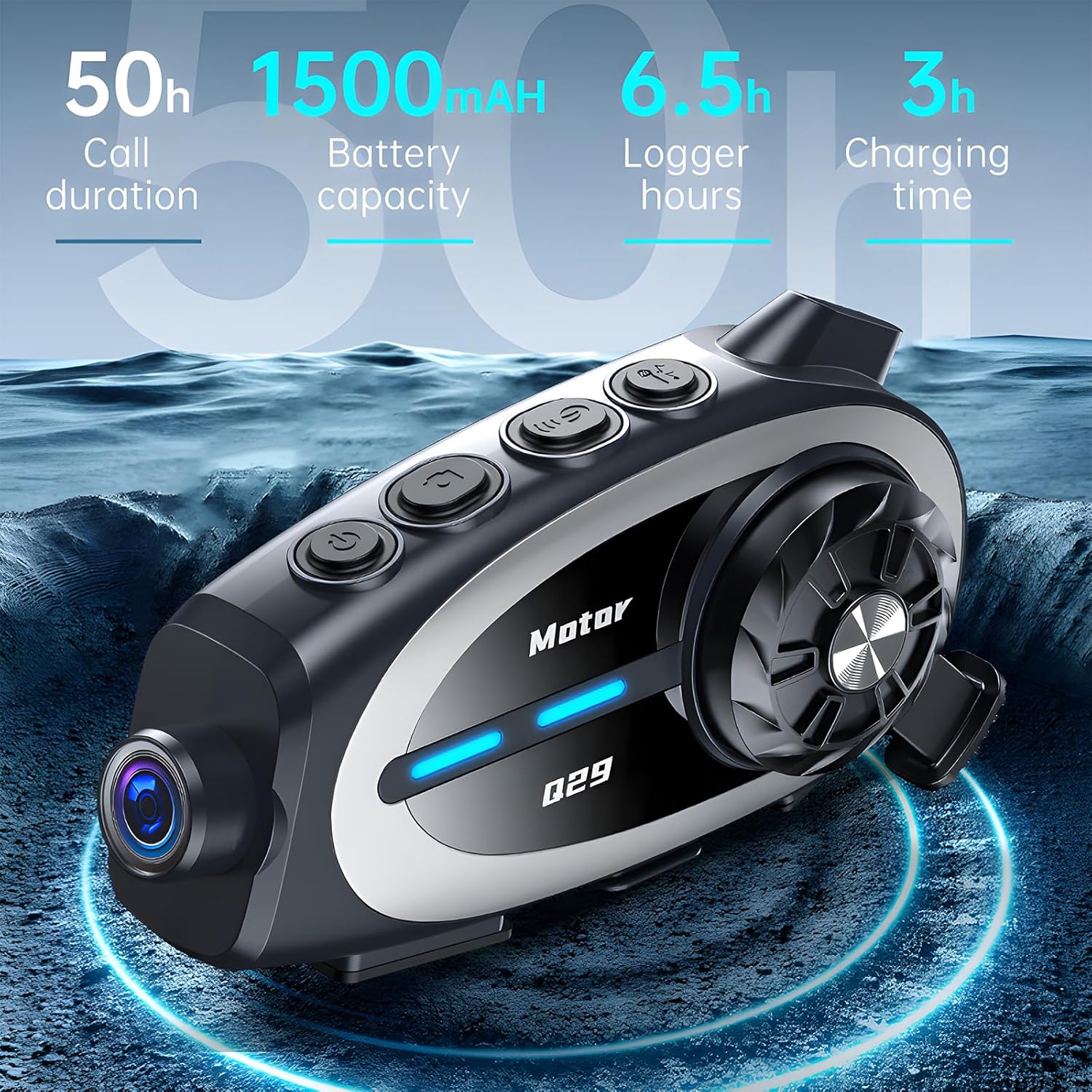 Moto Dashcam BT5.4,Motorcycle Helmet Headset avec Caméra 1080P,Intercom Casque Moto 1v1 Multimarques,Multitâche Audio.Navigation en Temps Réel de l’Ap - 6