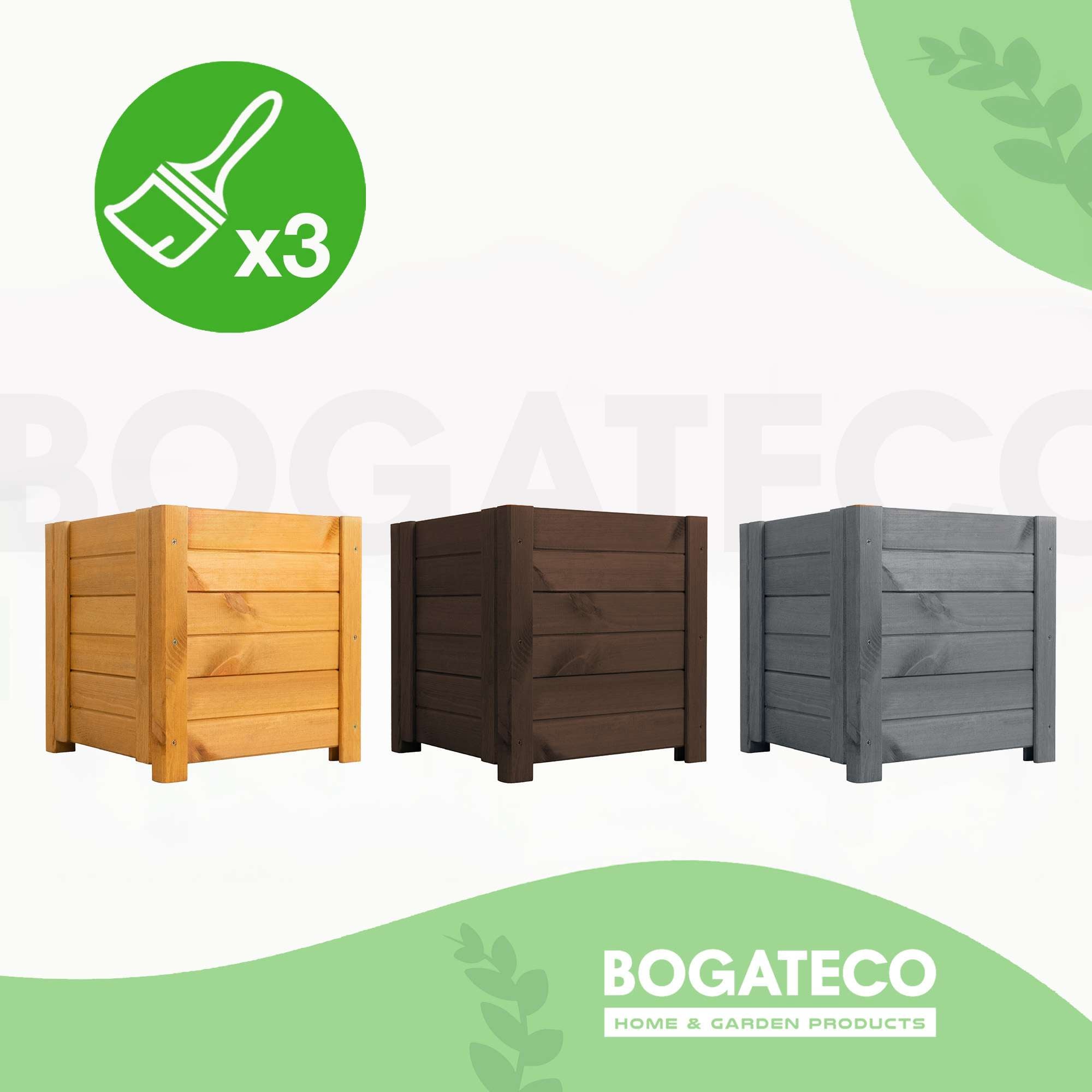 Jardinière BOGATECO en bois | Pot de fleur parfait pour le jardin | Imperméabilisé | Avec Agro-Textile | 39x39x40cm | Marron foncé - 8