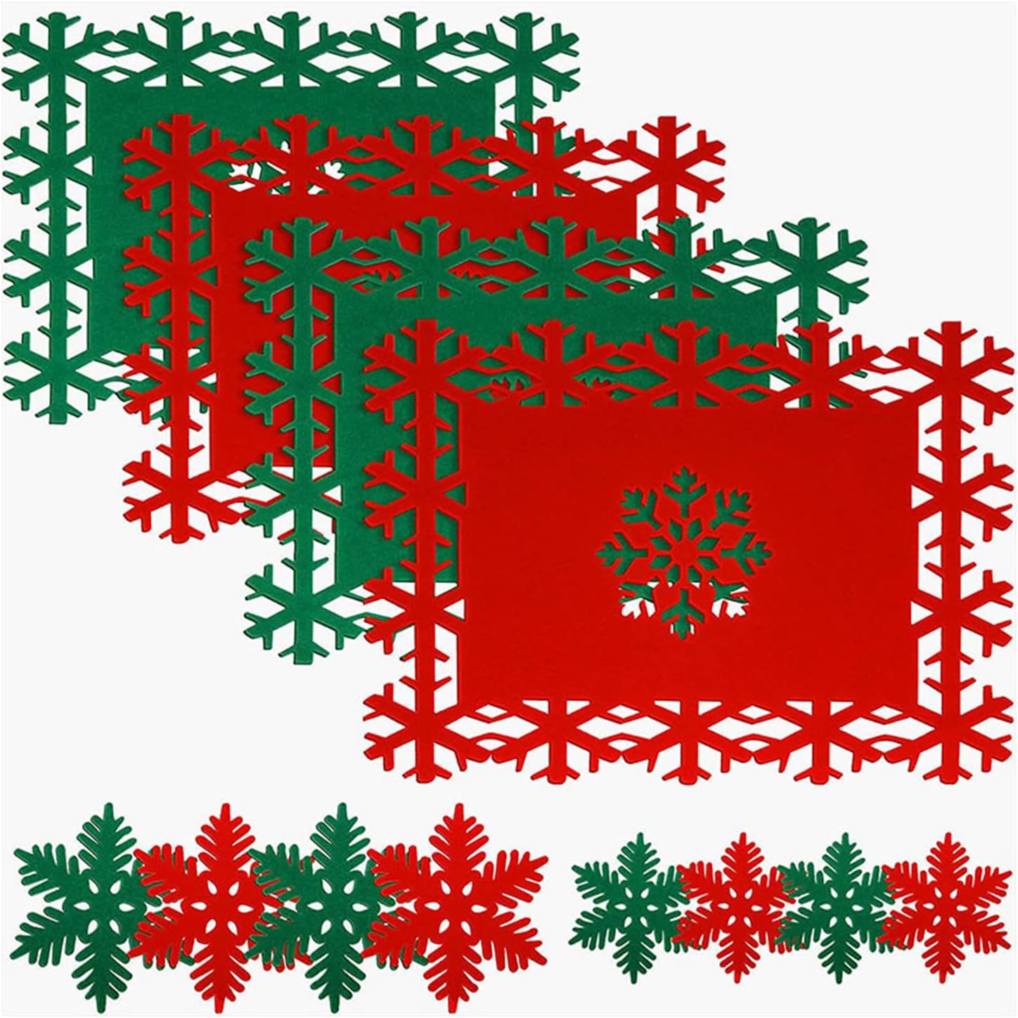 12-częściowy zestaw podkładek świątecznych, filcowy zestaw stołowy, podkładki i podstawki świąteczne, filc, na Boże Narodzenie, zimę, święta, do domu,