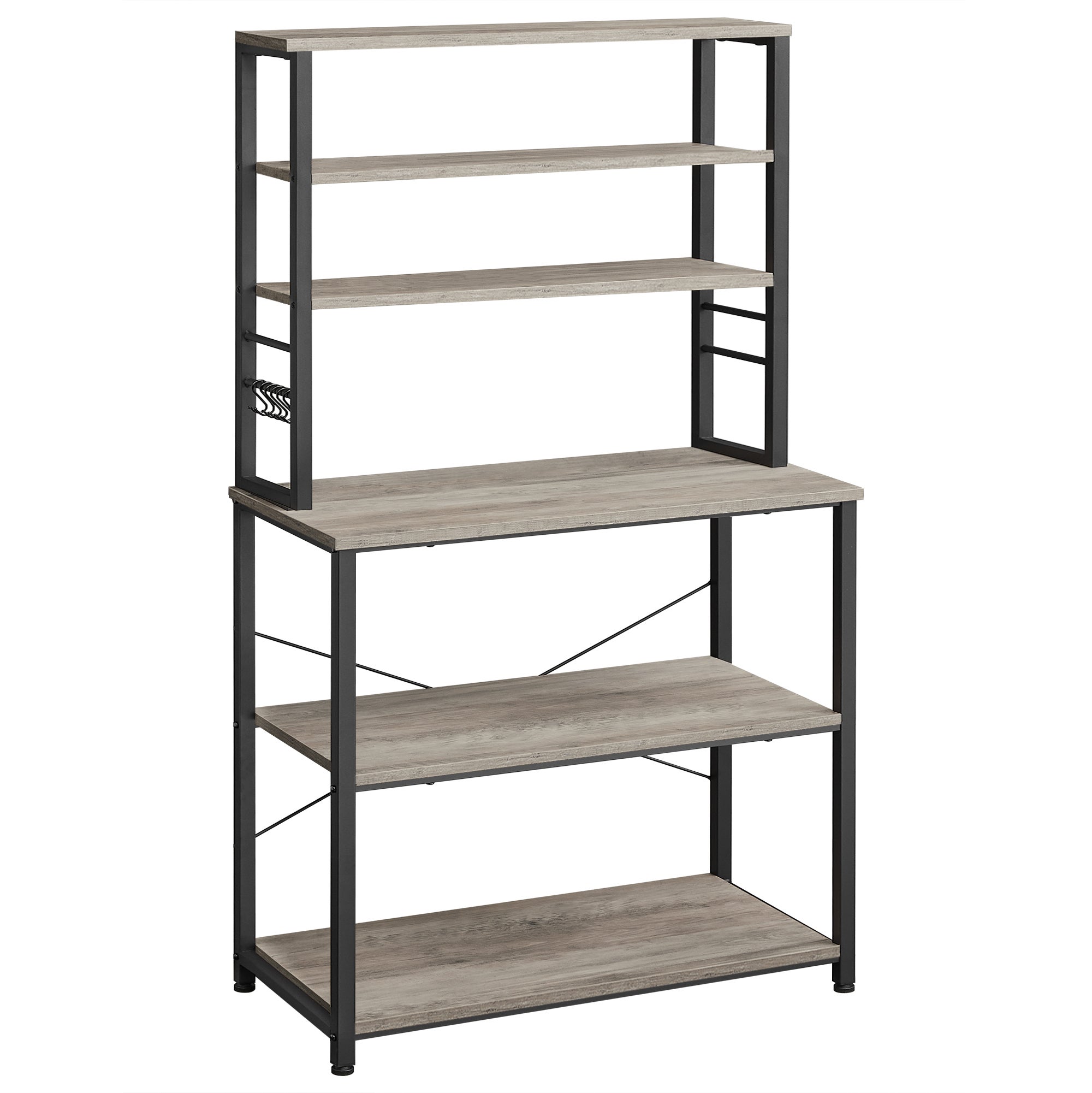 Vasagle Estantería De Cocina, Diseño Industrial, Con Estantes, 6 Ganchos Y Marco De Metal, 80X40x167 Cm, Greige Y Negro , Leroy Merlin
