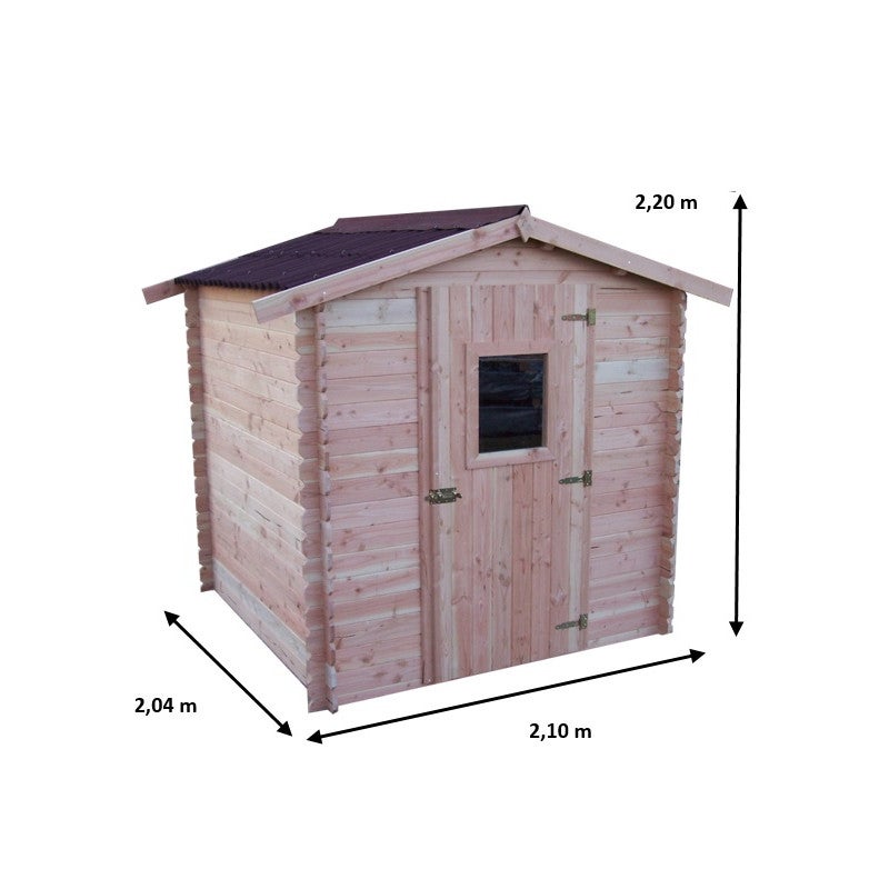 Abri de jardin en bois massif, parois de 28 mm – 200 x 200 cm – toit bitumineux et porte-fenêtre – DU2020.02N Foresta - 2