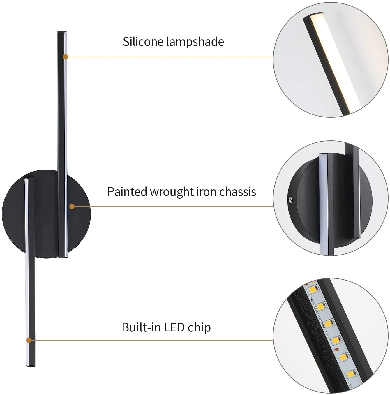 GOECO Lámpara de pared LED, Moderna Aplique Pared Interior 16W 1800LM 3000K Luz Cálida, Apliques de Pared Para Salon Dormitorio Sala Pasillo Escalera - 6