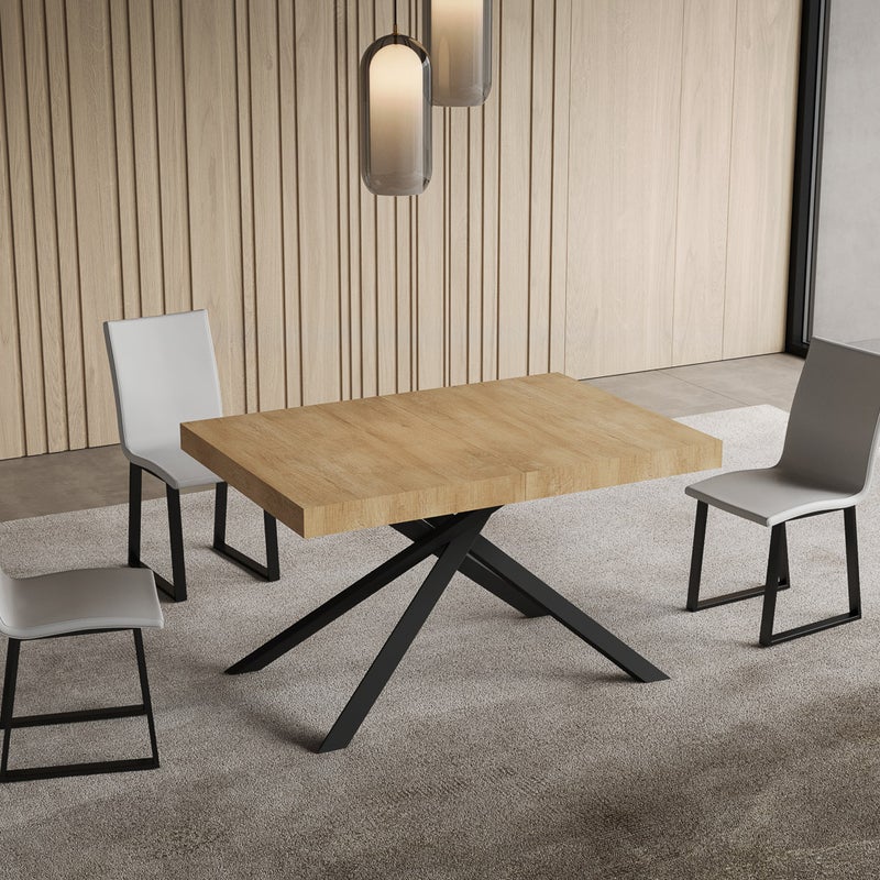 Stół rozkładany Niket 130/234x90 cm dąb naturalny z nogami w kolorze antracytowym