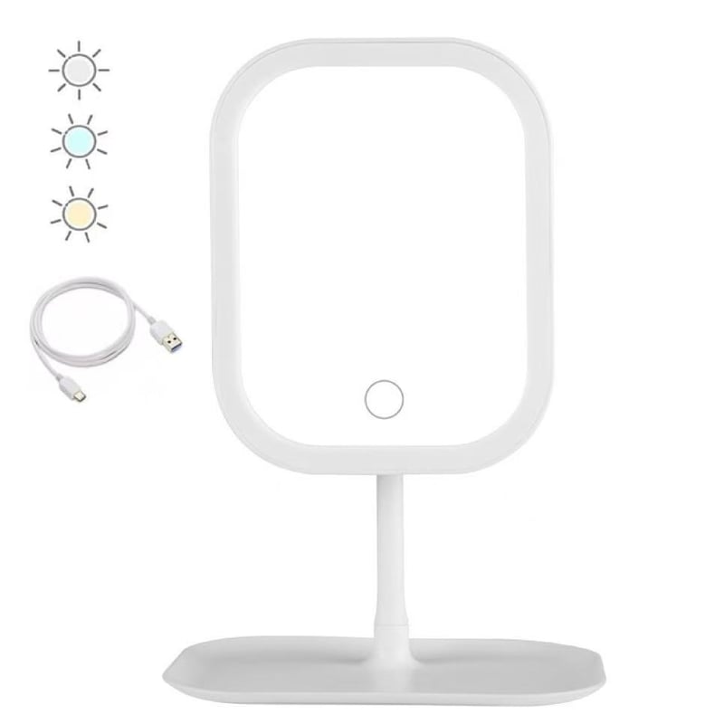 Lustro do makijażu LED z akumulatorem, trzy tryby przyciemniania dotykowego, regulowany kąt, oświetlenie podróżne, dekoracyjne lustro