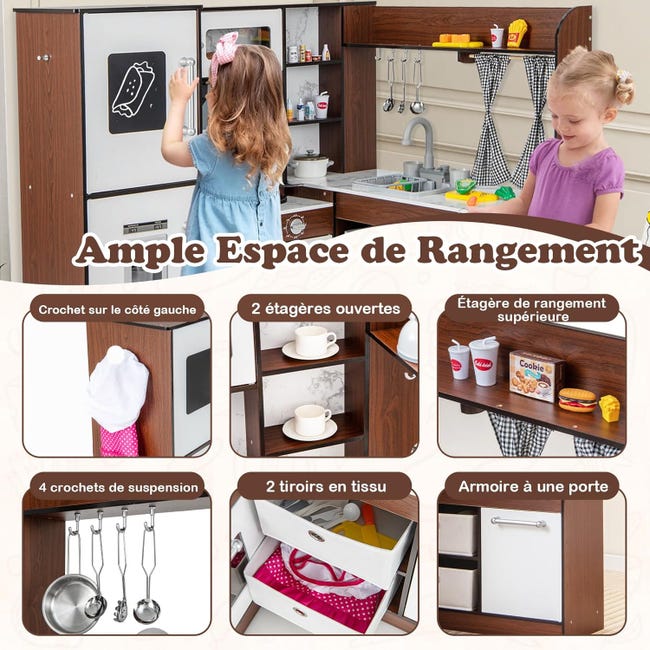 WOODENFUN Cuisine de jeu, pour enfants de 3 à 8 ans, en bois, jeu de cuisine pour les tout-petits, cadeaux pour garçons et filles (blanc WOODENFUN Cuisine de jeu, pour enfants de 3 à 8 ans, en bois, jeu de cuisine pour les tout-petits, cadeaux pour garçons et filles (blanc