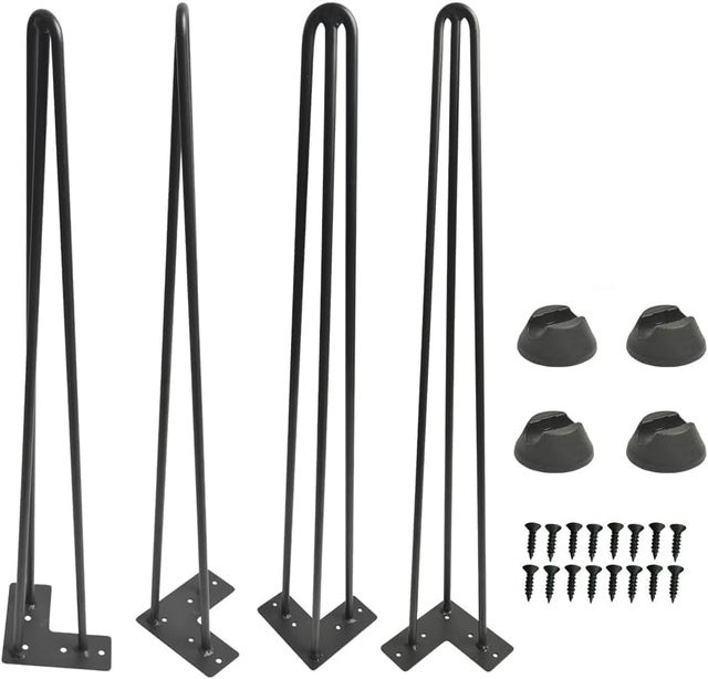2 nogi stołowe, 16-calowe metalowe nogi meblowe z szpilkami, 3-wspornikowe metalowe nogi stołowe