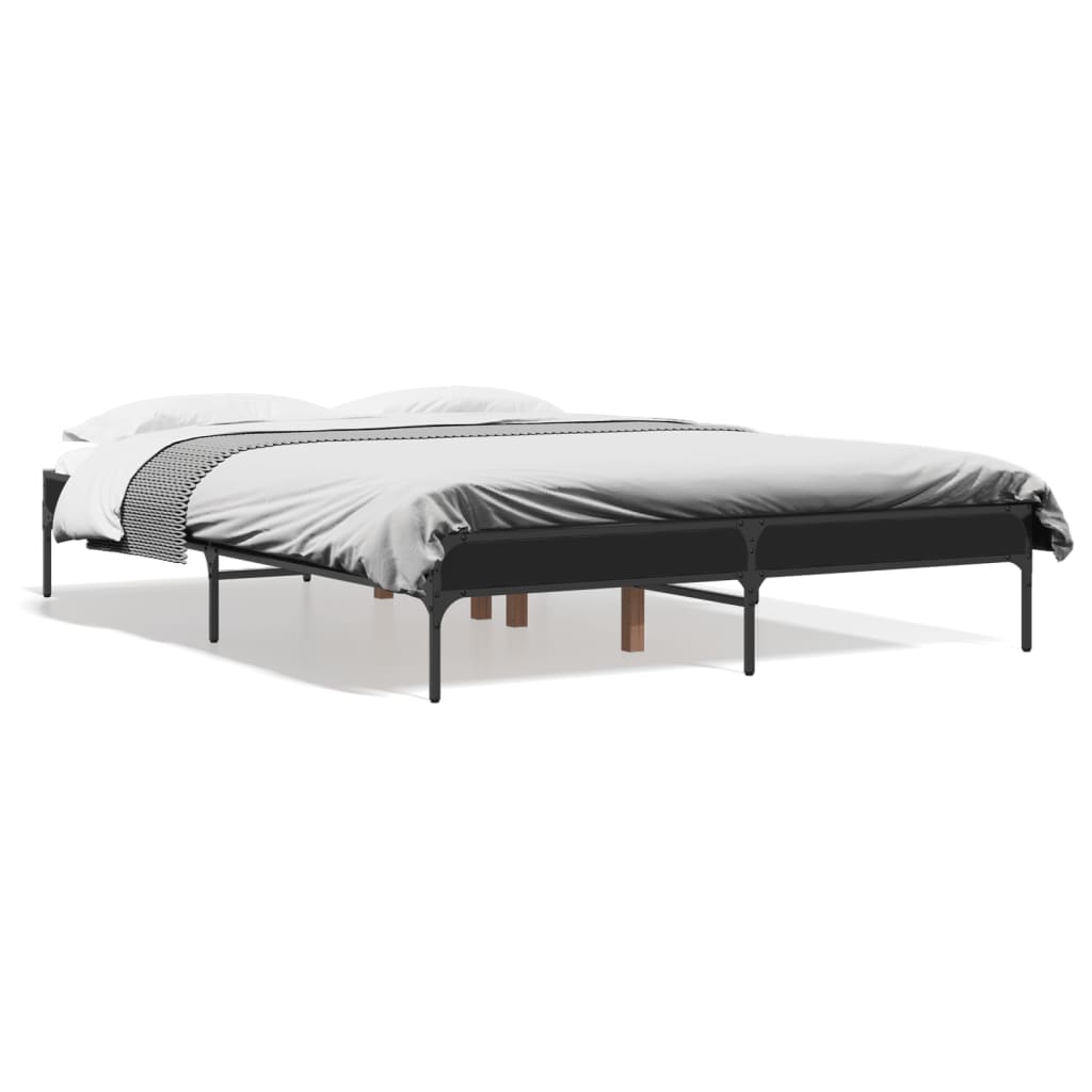 Łóżko Czarne Rama Łóżka Ze Stelażem Do Sypialni Pokoju 135x190 cm