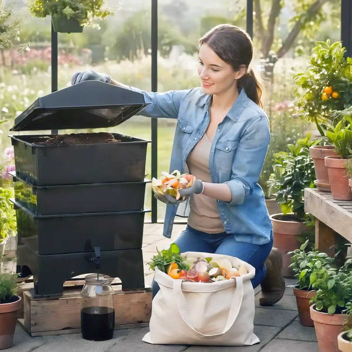 Lombricomposteur Lombribox sans vers - L.40 x l.40 x H.60cm - 32Litres - 5