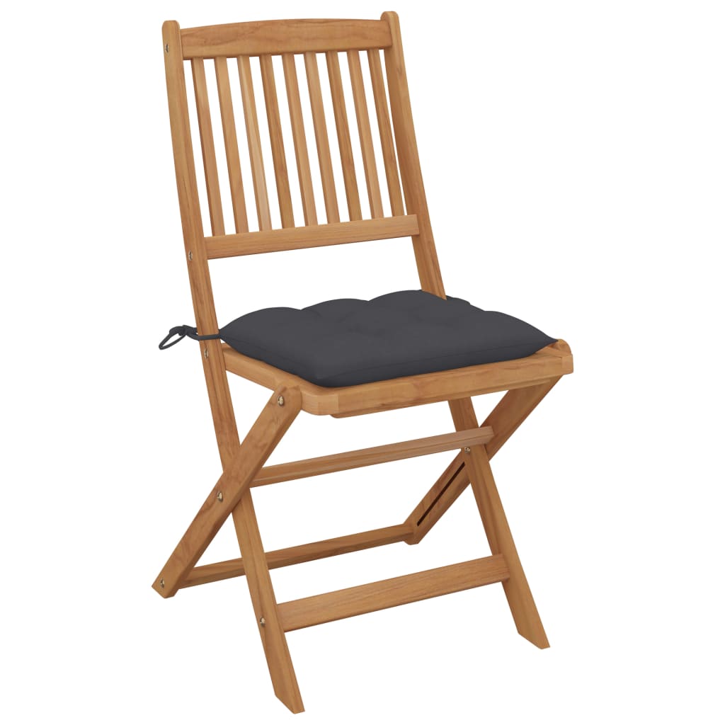 Chaise de jardin pliable avec coussin en Bois Gris - 2