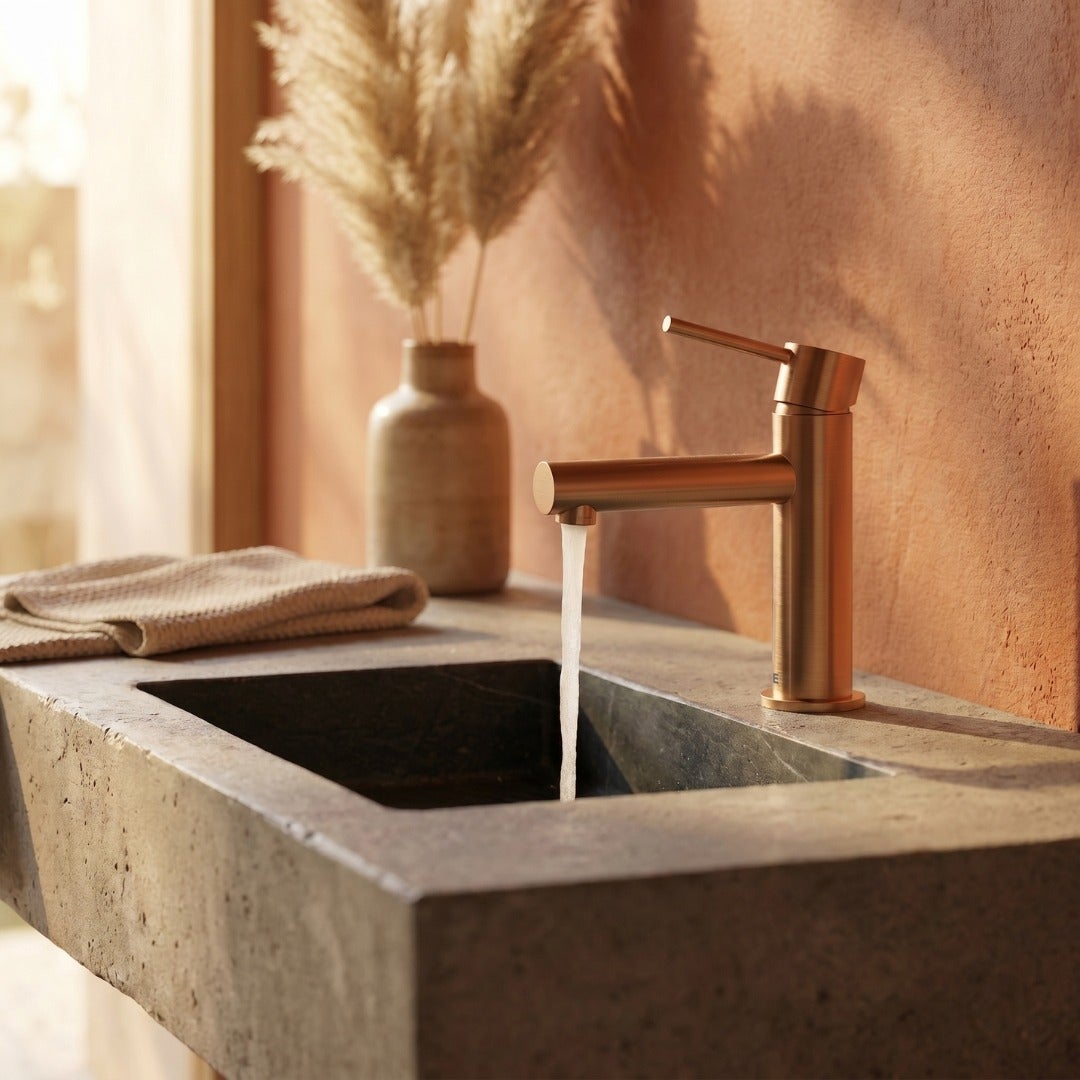 Luisa mitigeur lavabo bas cuivre brossé - 5
