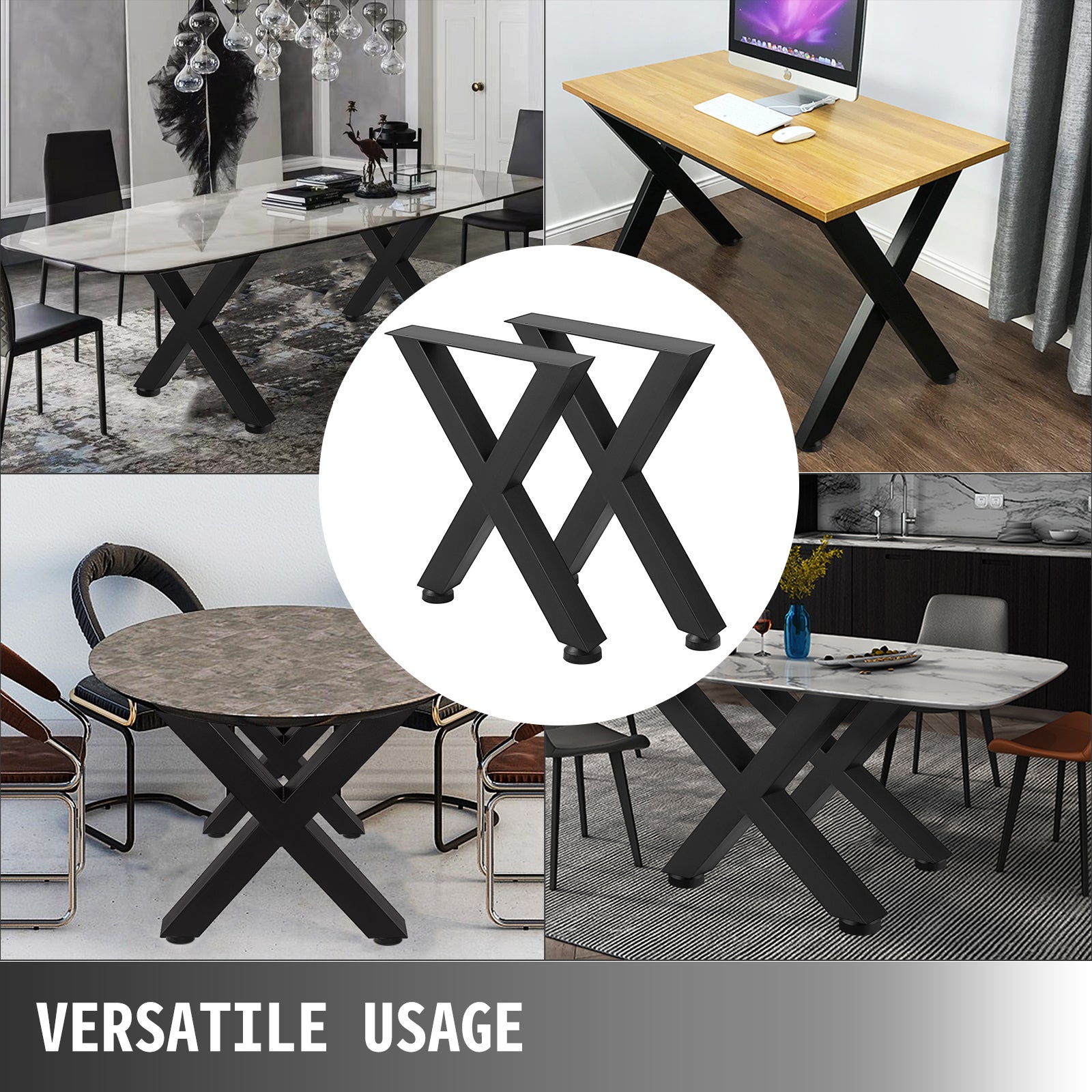 Pieds de Table en Métal VEVOR 2PCS Pied de Table Basse et Table à Manger Industriel de Charge Maximal 1000 kg de Jambes en Croix Forme de X,720x790mm - 7
