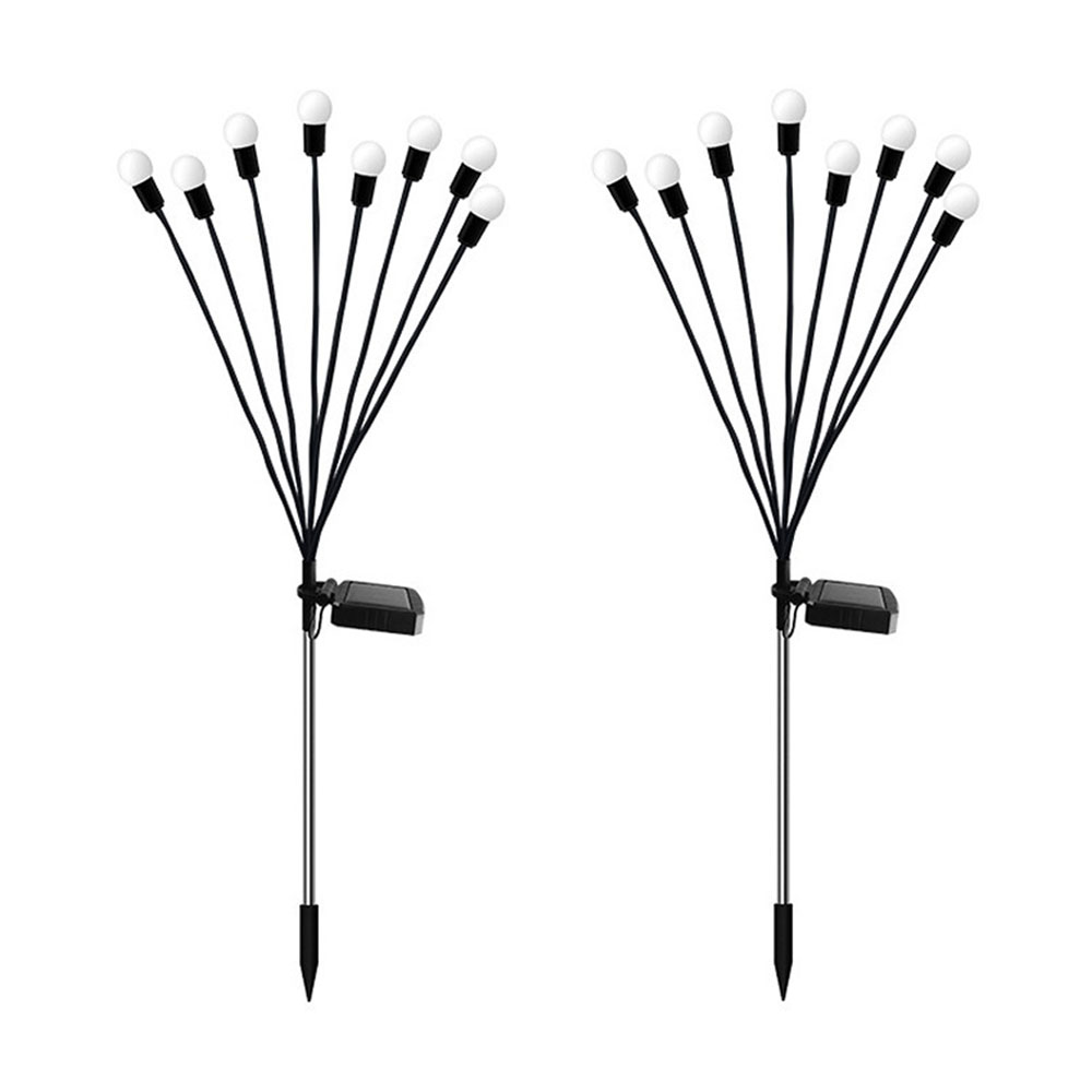 Zestaw 2 lamp solarnych do użytku zewnętrznego, wodoodpornych, dekoracyjnych, z 8 diodami LED, z motywem świetlika, do ogrodu i na balkon (kolorowe ś
