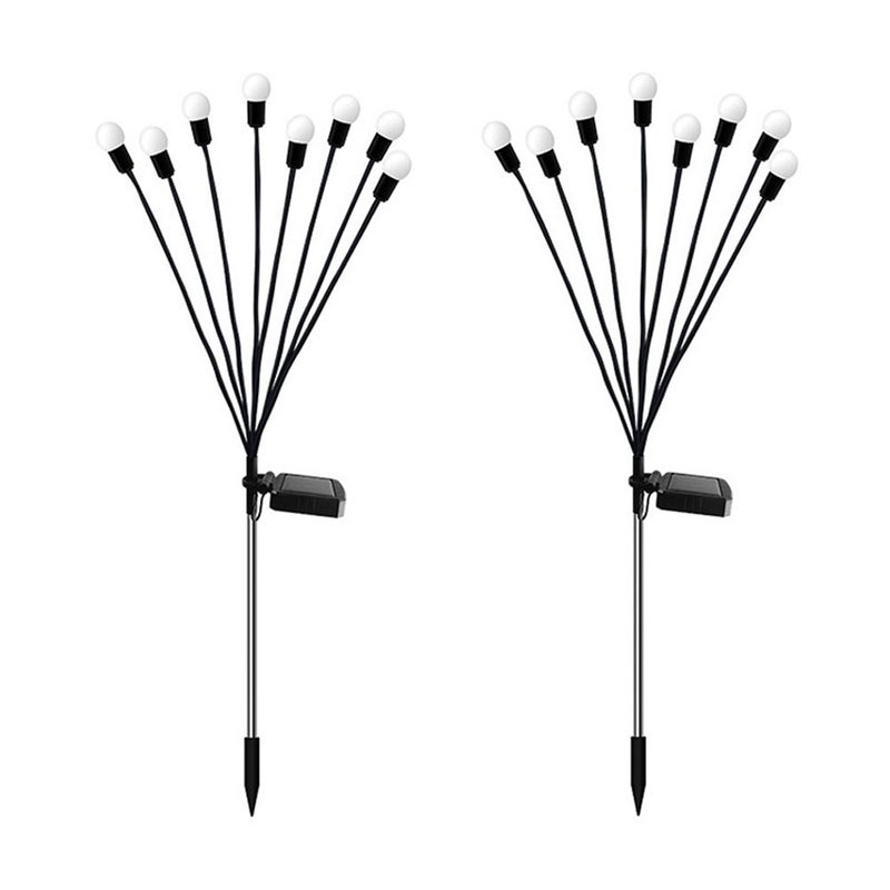 Zestaw 2 lamp solarnych do użytku zewnętrznego, wodoodpornych, dekoracyjnych, z 8 diodami LED, z motywem świetlika, do ogrodu i na balkon (kolorowe ś