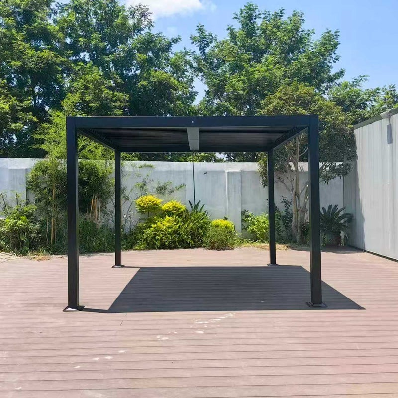Pergola ogrodowa 300x300 cm z aluminiową ramą i regulowanymi listwami żaluzjowymi – nowoczesne i trwałe schronienie
