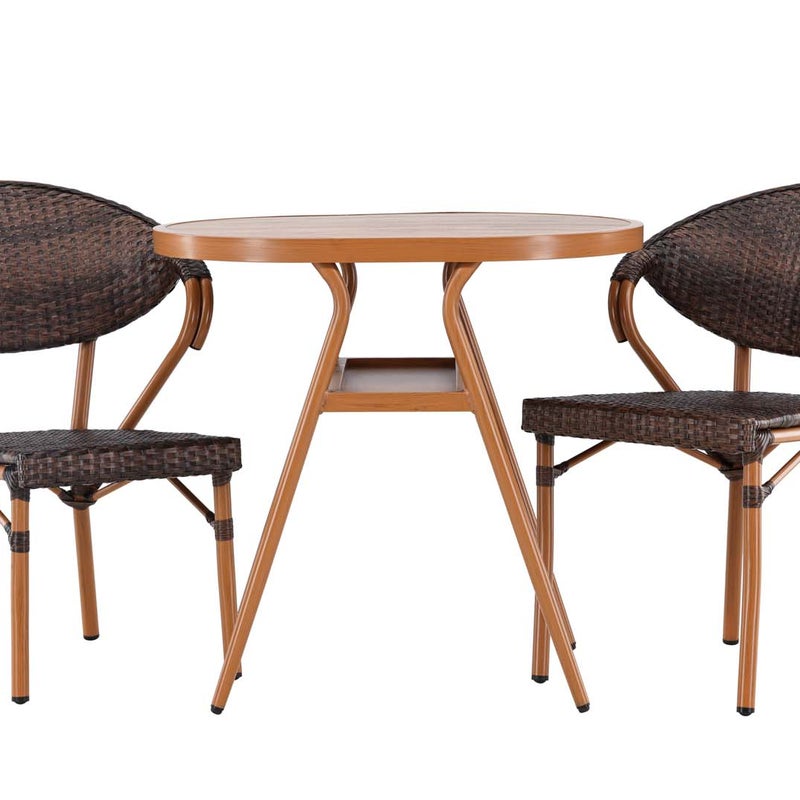 Abrantes zestaw ogrodowy stół, 2 krzesła brązowy.