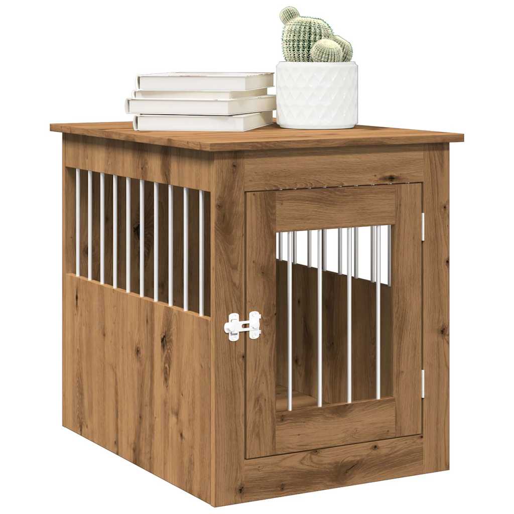Meuble de cage pour chiens chêne artisanal 55x75x65 cm vidaXL Leroy Merlin
