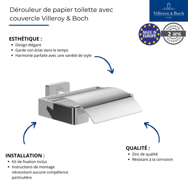 Villeroy & Boch Elements Striking porta rotolo con mensola, cromo Villeroy & Boch Elements Striking porta rotolo con mensola, cromo