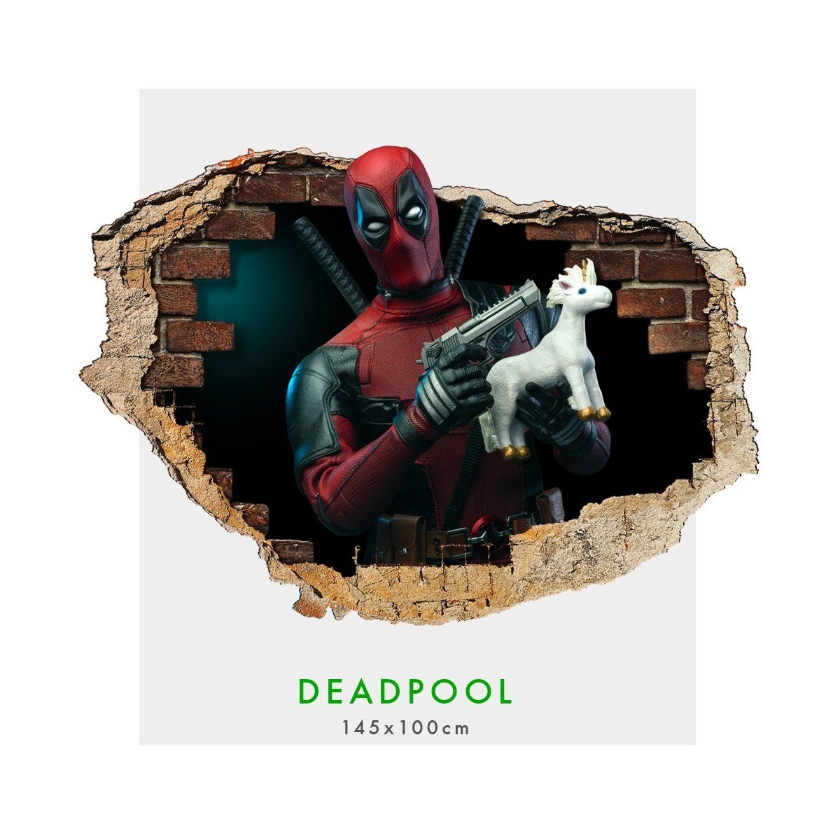 Deadpool - vinilo decorativo gráfico 3d para pared - adhesivo de pared para dormitorio infantil mide 145x100 cm.