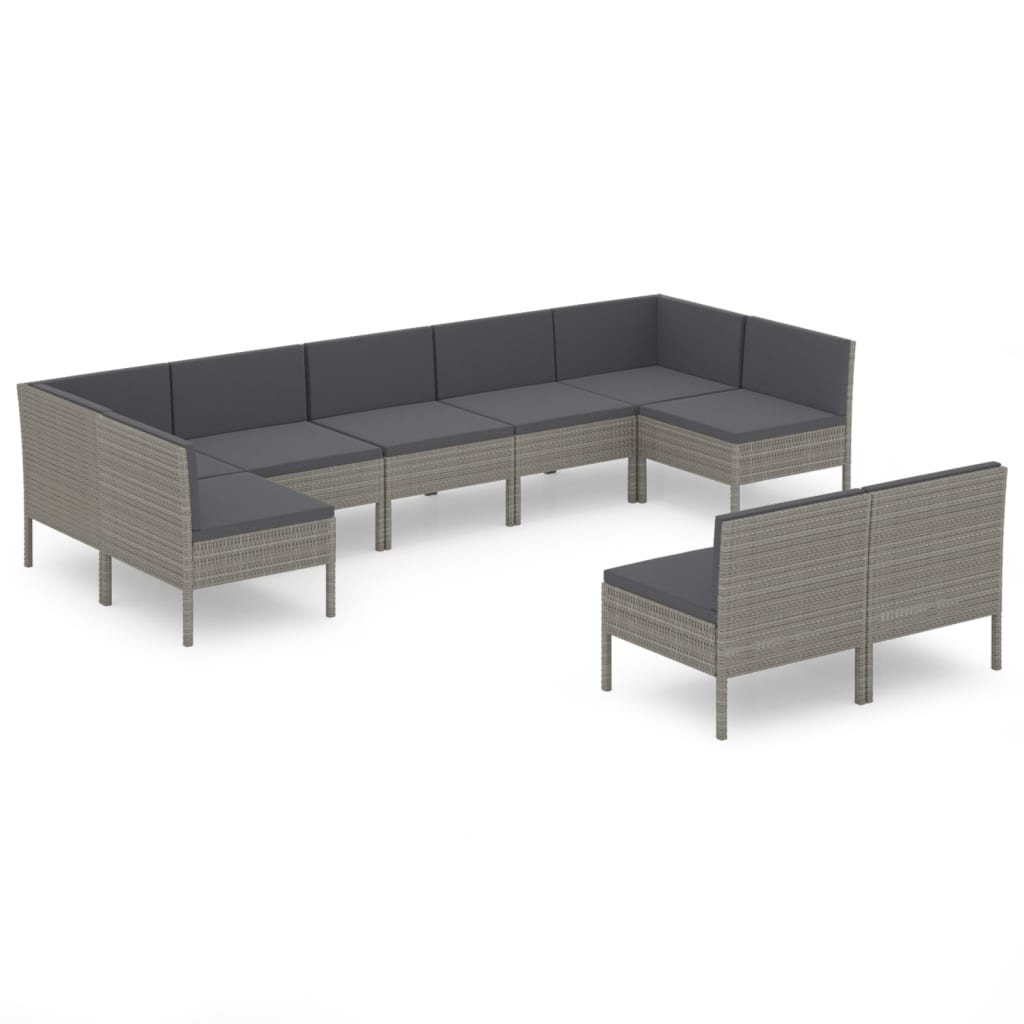 Maison Exclusive - Set Divani da Giardino 9 pz con Cuscini in Polyrattan Grigio - 2