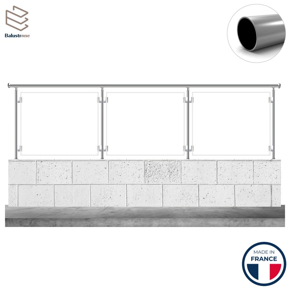 Tripli Sol Garde-corps aluminium vitré sécurite 8 mm (44/2) sur muret, 3m pose à ...
