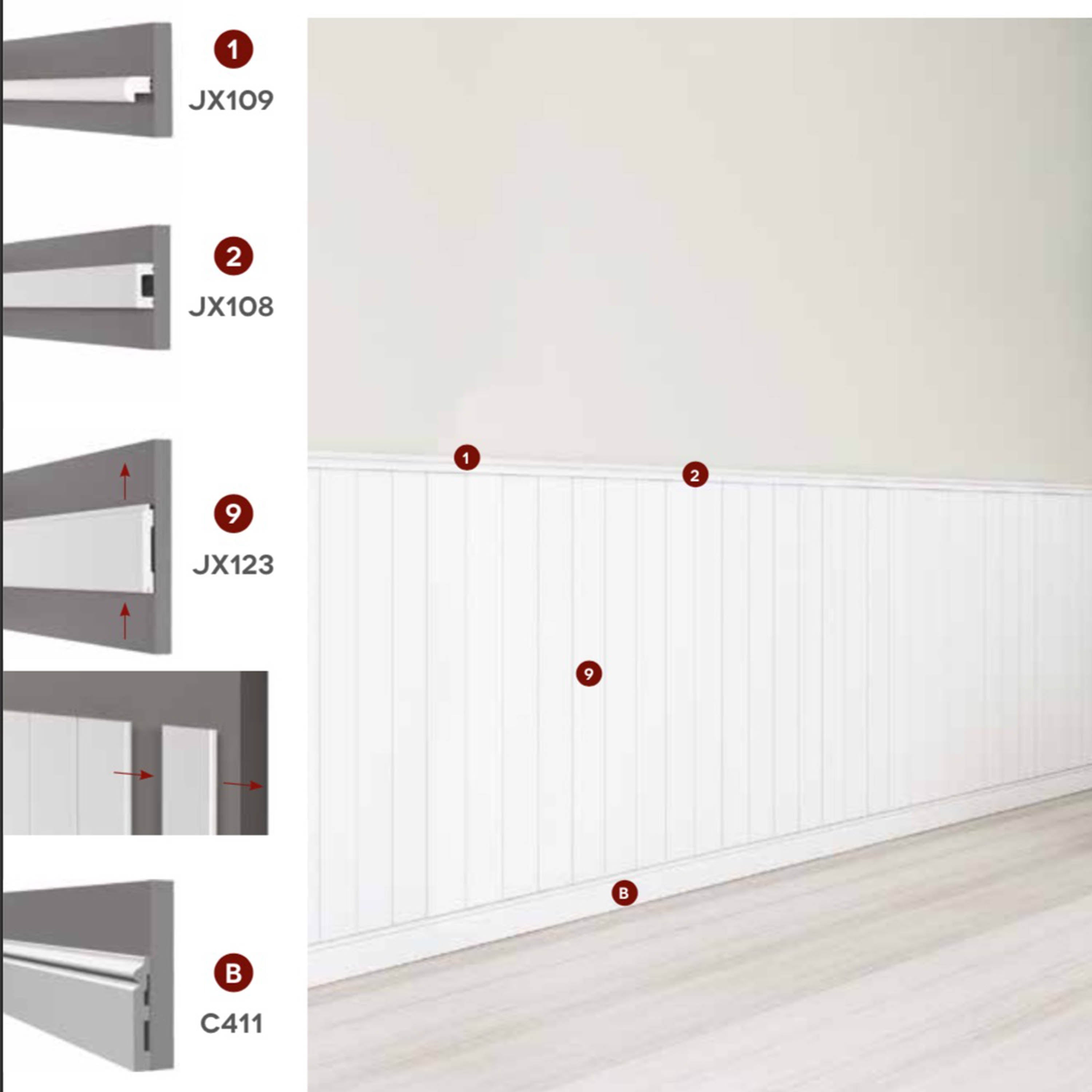 2,3MQ di Boiserie in Duropolimero Polistrutturato Mod.DENVER L200xH115 circa - 7