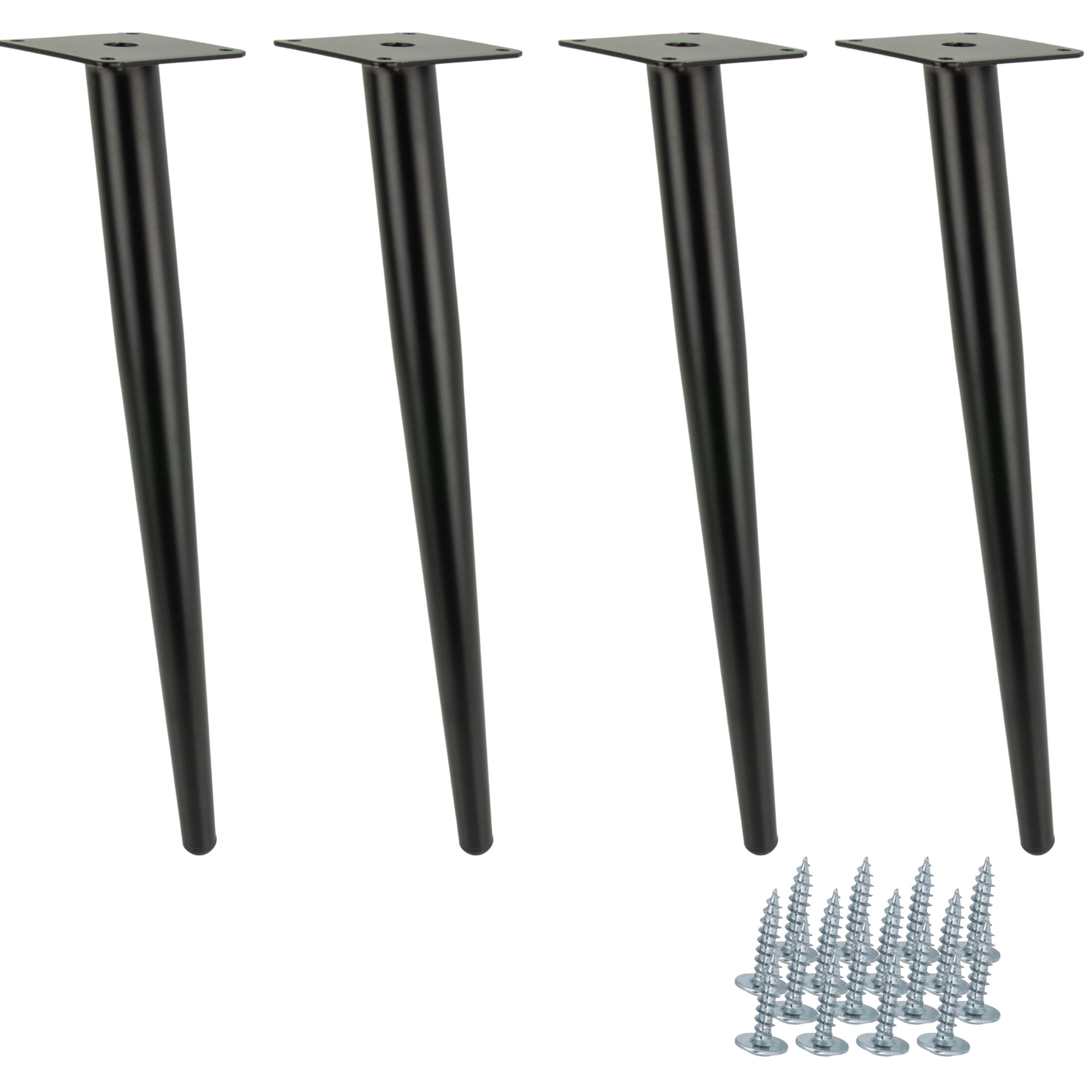 4 x Noga meblowa Szpilka skośna czarna 40 cm