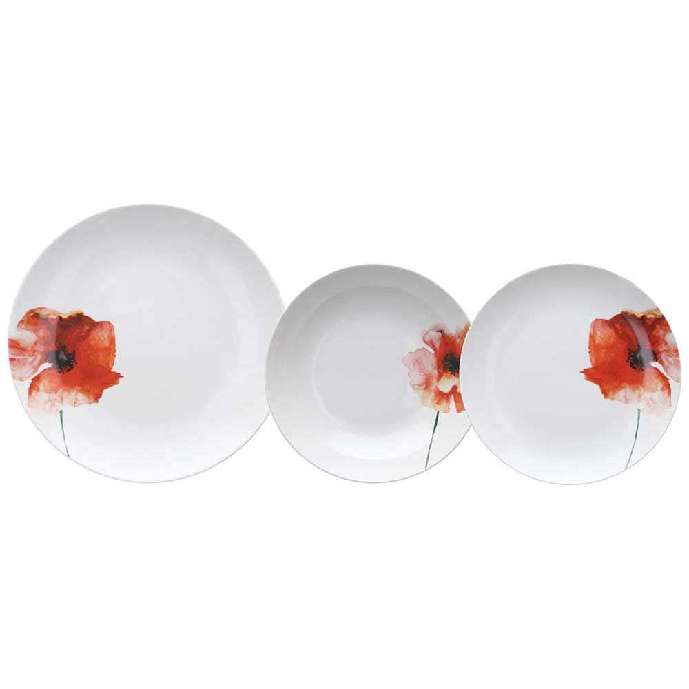 Bonna Vajilla Servicio De Platos Tognana Sinfonia - 18 Piezas De Porcelana, Color Rojo, Para 6 Personas Vajilla Santa Clara Antigua