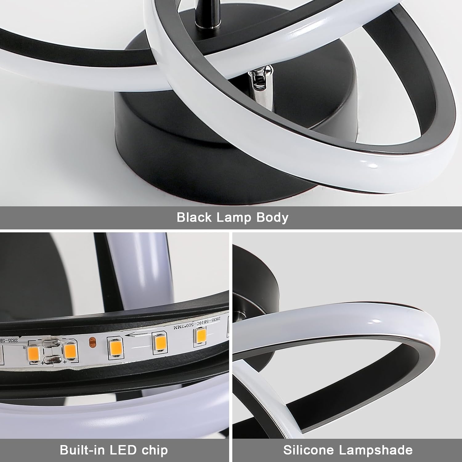 COMELY Plafonnier LED Design Moderne Noir 22W 2500lm 3000K Luminaire Plafond Anneaux pour Salon Chambre Cuisine Couloir Entrée Ø26cm - 4