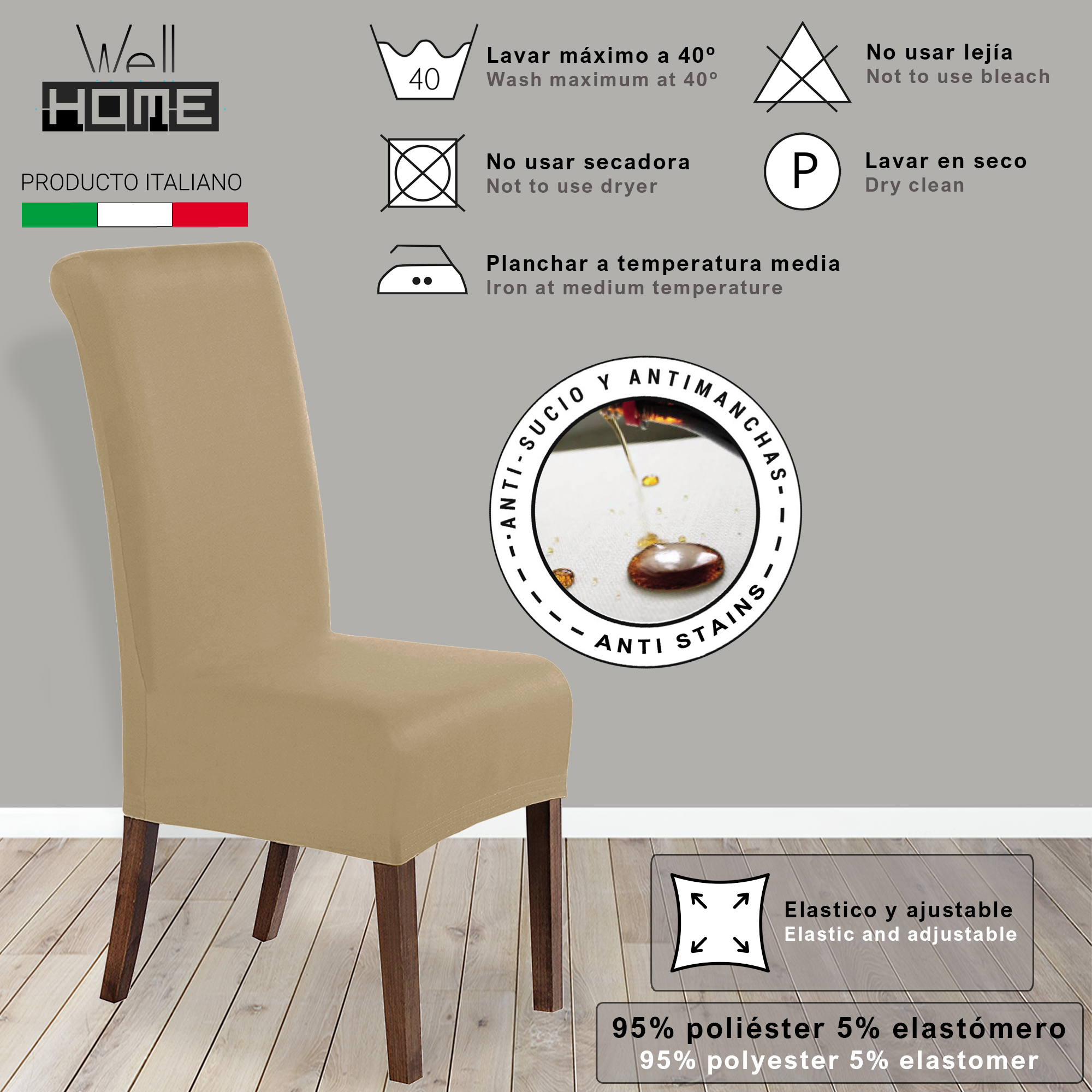 Set 2 fundas de sillas con respaldo antimanchas ALBA - 2