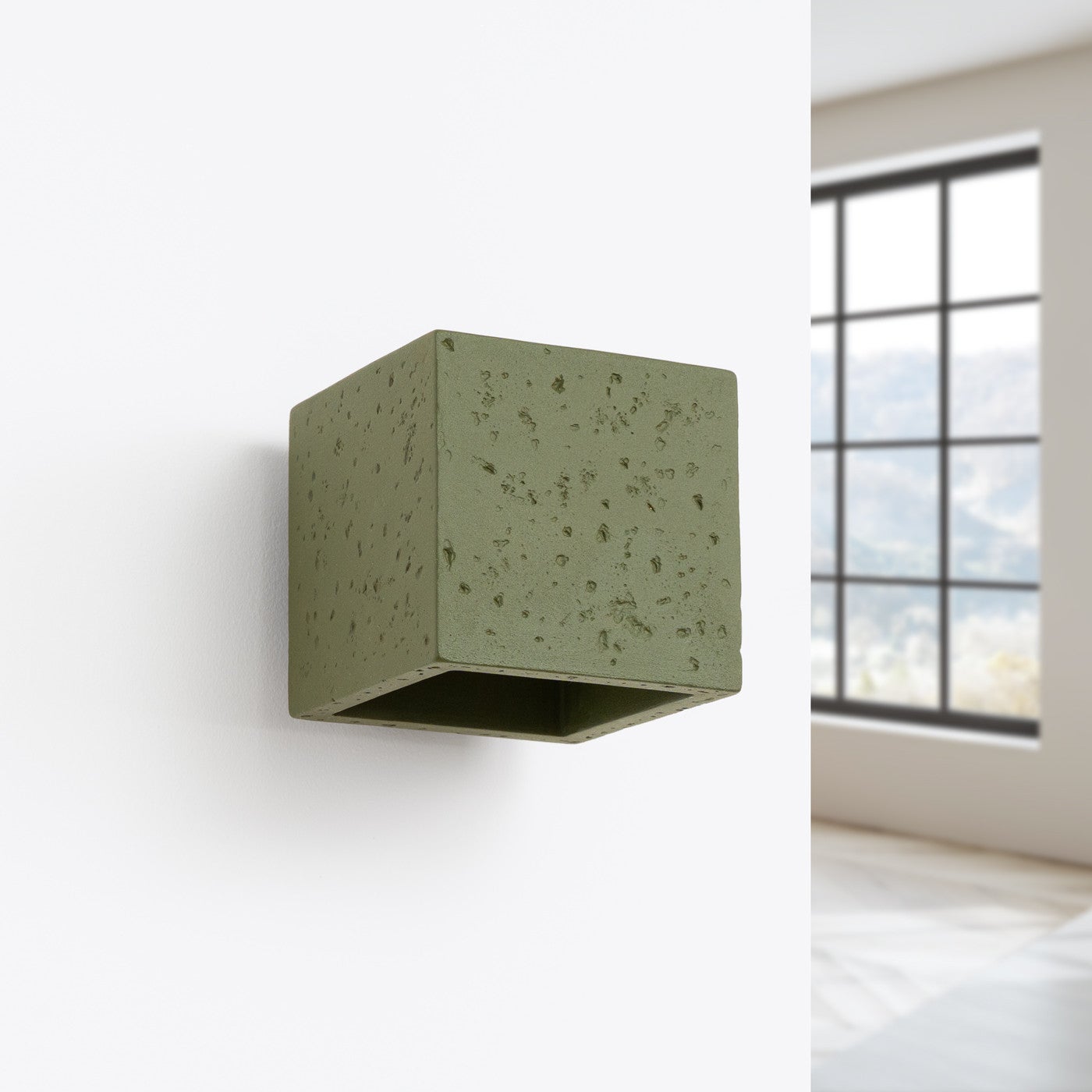 Kinkiet ścienny betonowy QUAD zielony oliwkowy 1xG9x15W beton architektoniczny wym:10x10x12cm IP20 Sollux Lighting - 2