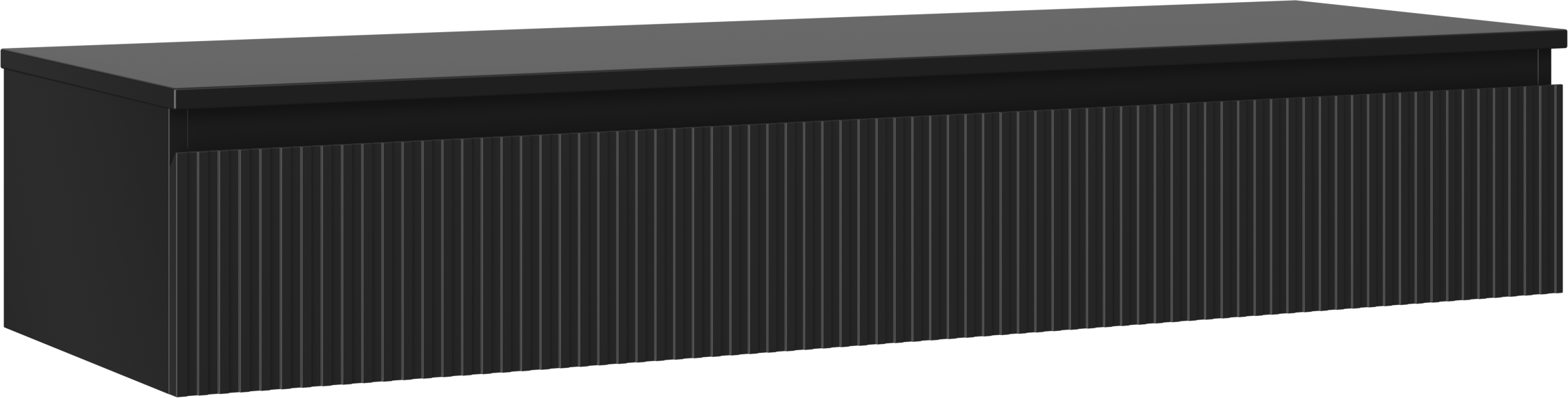 Mexen Rivel szafka łazienkowa podumywalkowa 140 cm z blatem, 1 szuflada, ryflowana , czarna mat - 91A20-14023-1-BFC71