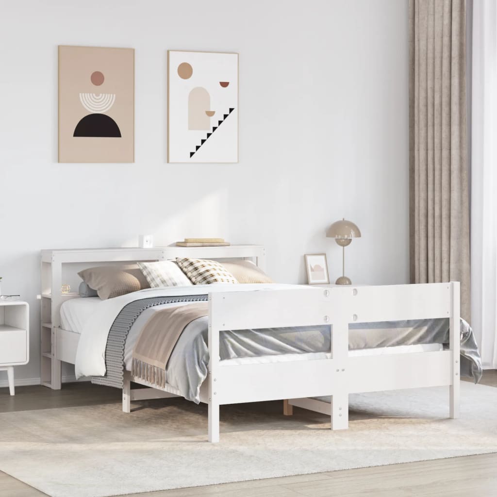 Letto In Legno Massello Di Pino Bianco 120x200 Cm – Base Con Doghe, Senza Materasso