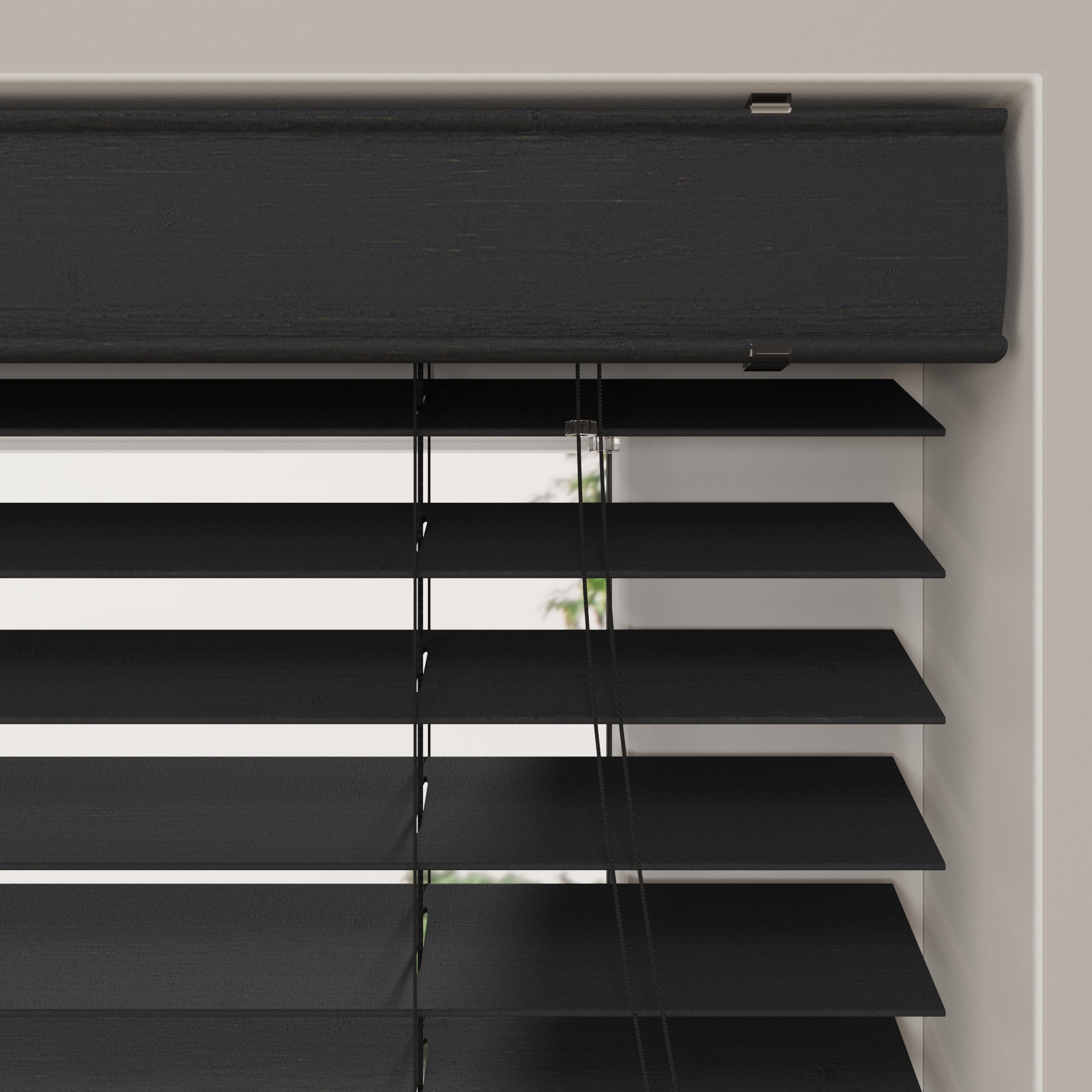 Radeco® Store Vénitien en Bois Essence 50 x 130 cm (LxH) - 50 mm - Noir - Tailles de 50 à 250 cm de large - 5