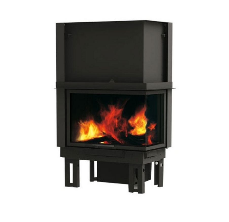 Kominek wentylowany na drewno w kształcie litery L mod. Firek 2 - Tekno 2 by Edilkamin - Prawa strona