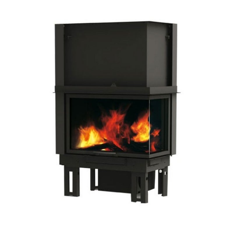 Kominek wentylowany na drewno w kształcie litery L mod. Firek 2 - Tekno 2 by Edilkamin - Prawa strona