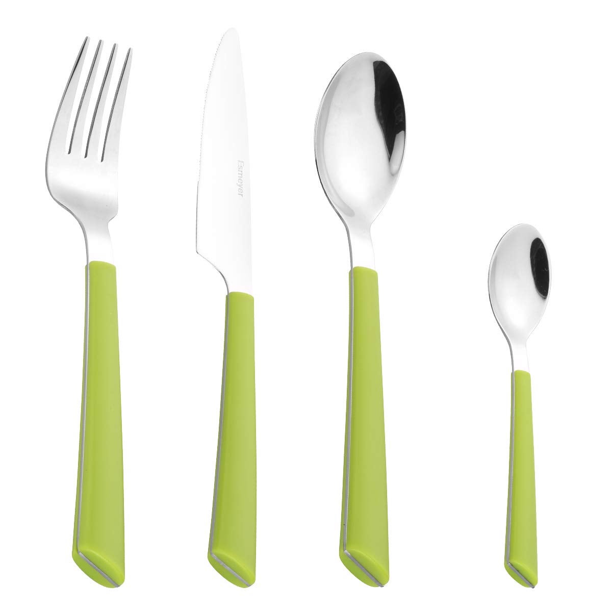 Set Posate Guzzini My Fusion 24 Pezzi - Verde Oliva, Acciaio Inox E Materiale Acrilico, Lavabile