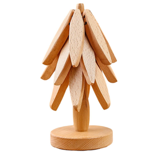 Sottopentola Albero Sottopentola Legno A Forma Albero - Set 3 Treppiedi E Supporto Treppiedi
