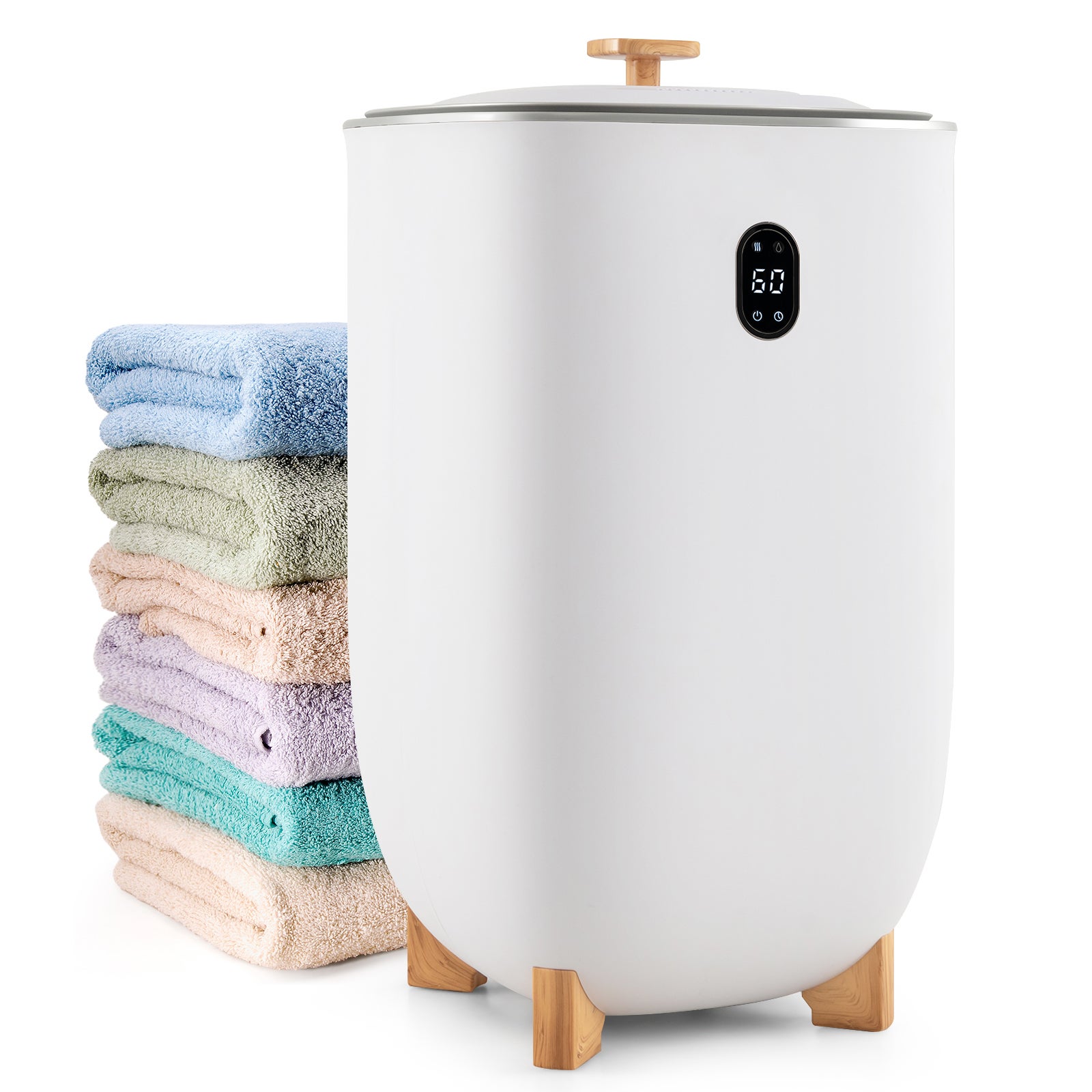 Chauffe-serviettes 20L COSTWAY - Température Jusqu'à 130°C, Minuterie 30-90min, Sécurité Enfant, Lumière LED - 8
