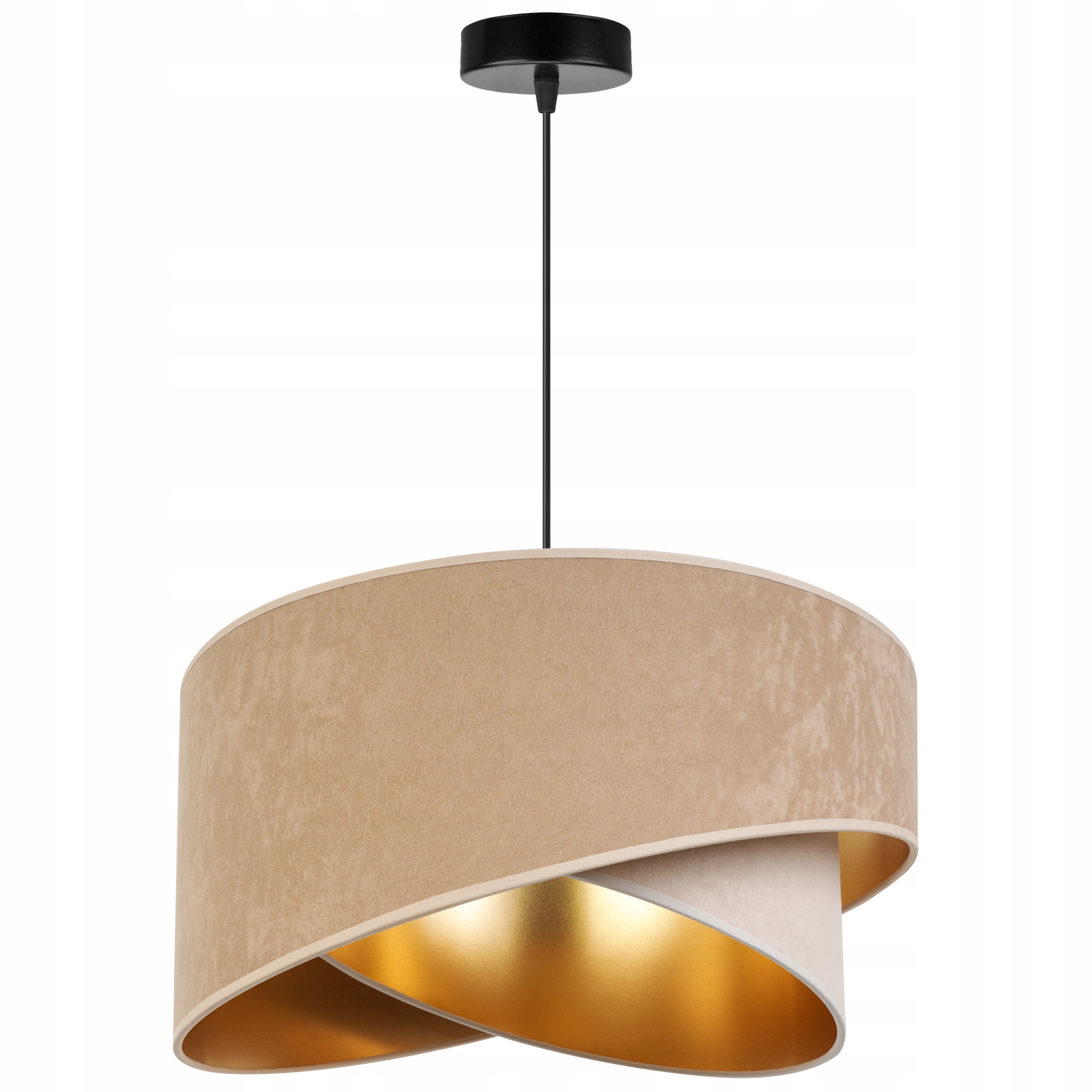 Lampa sufitowa wisząca elegance welur 1xE27 klosz niesymetryczny złoto/beżowy Light Home LH - 6